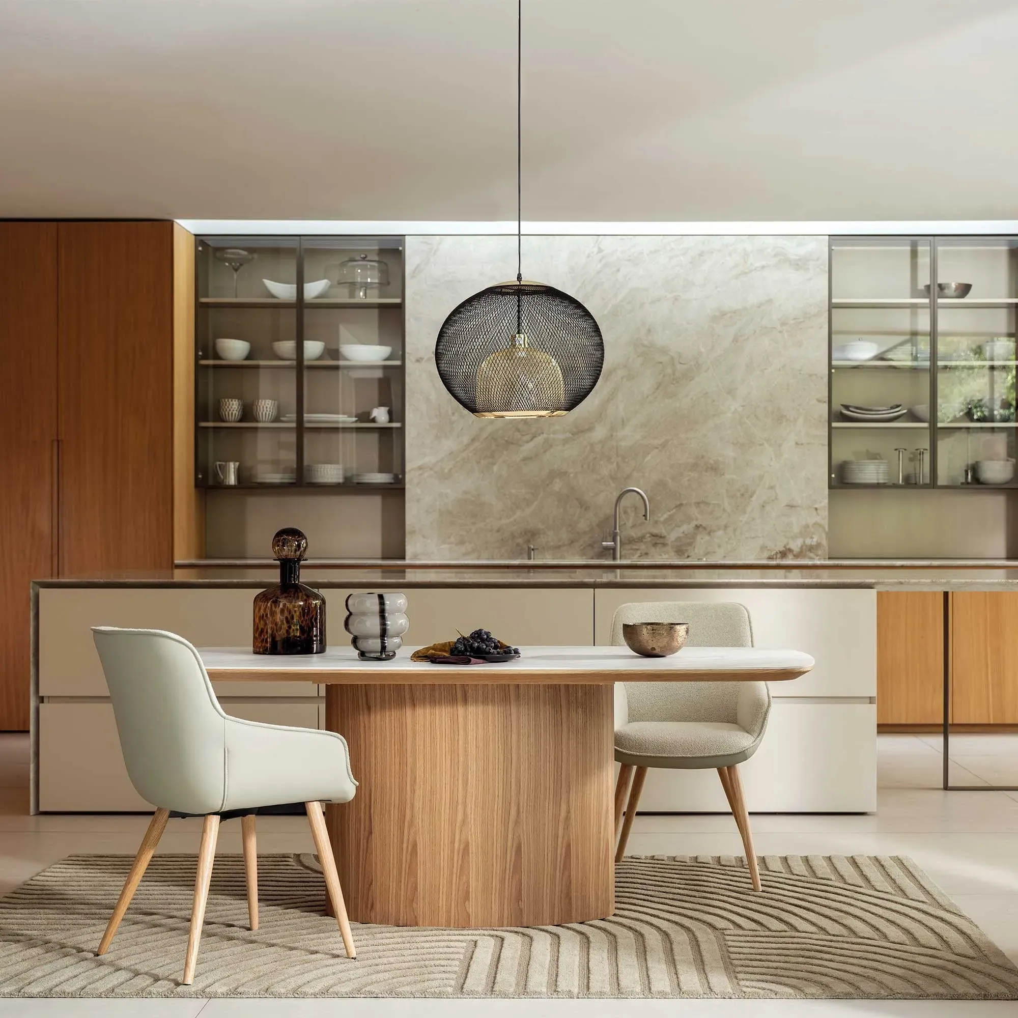 Tirana Round Dining Table - Brown, Ceramic