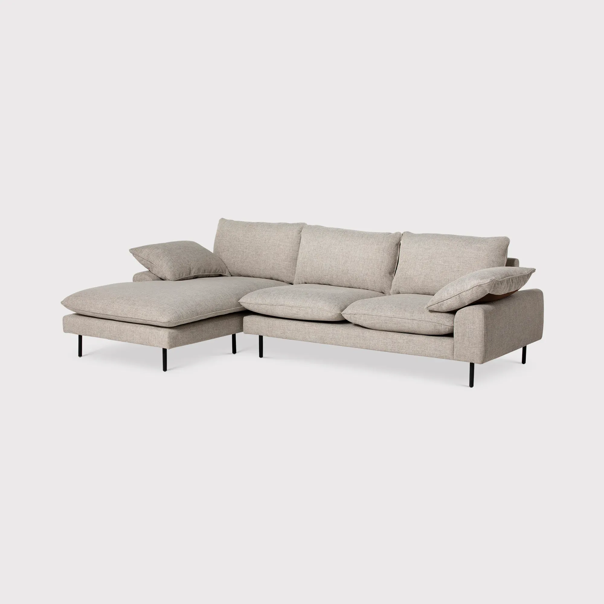 Titan Right Hand Facing Chaise Corner Sofa - Neutral, Fabric