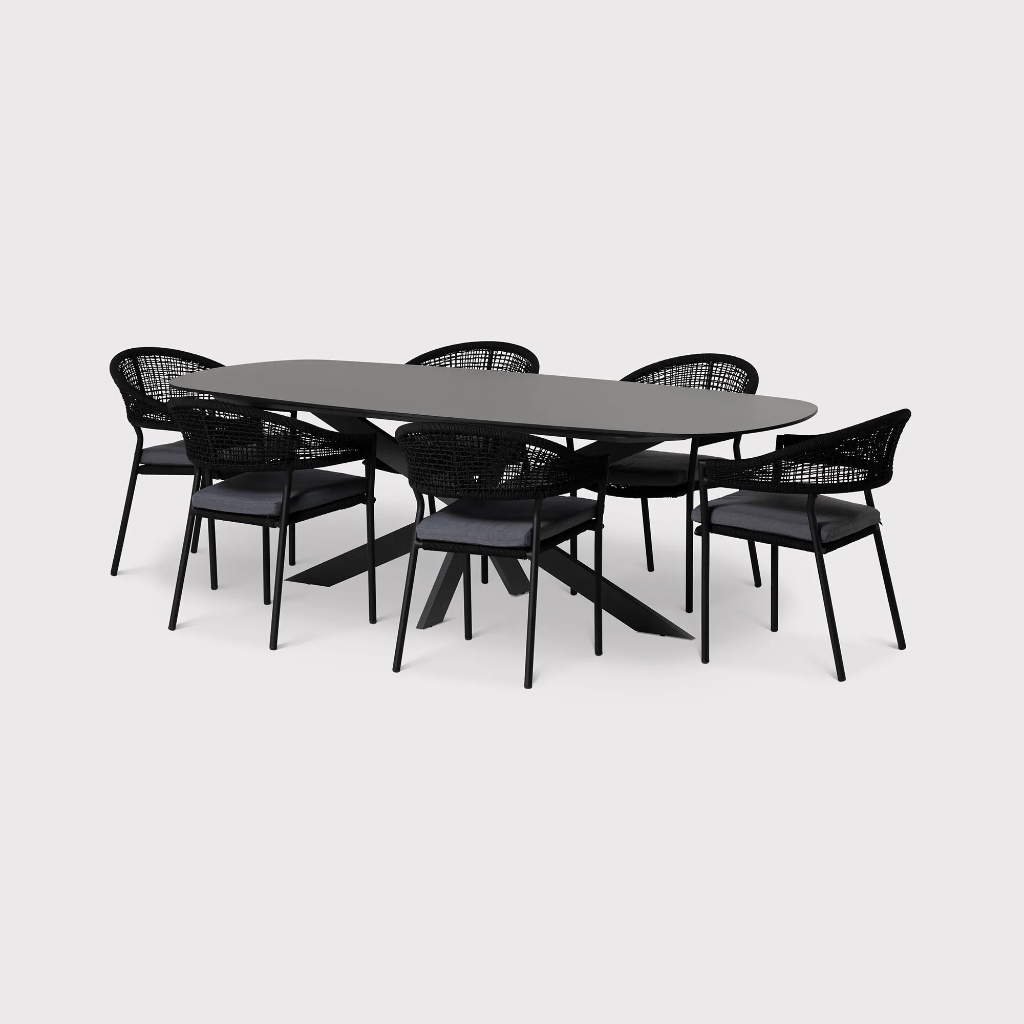 Torino 6 Seater Dining Set - Grey, Rope