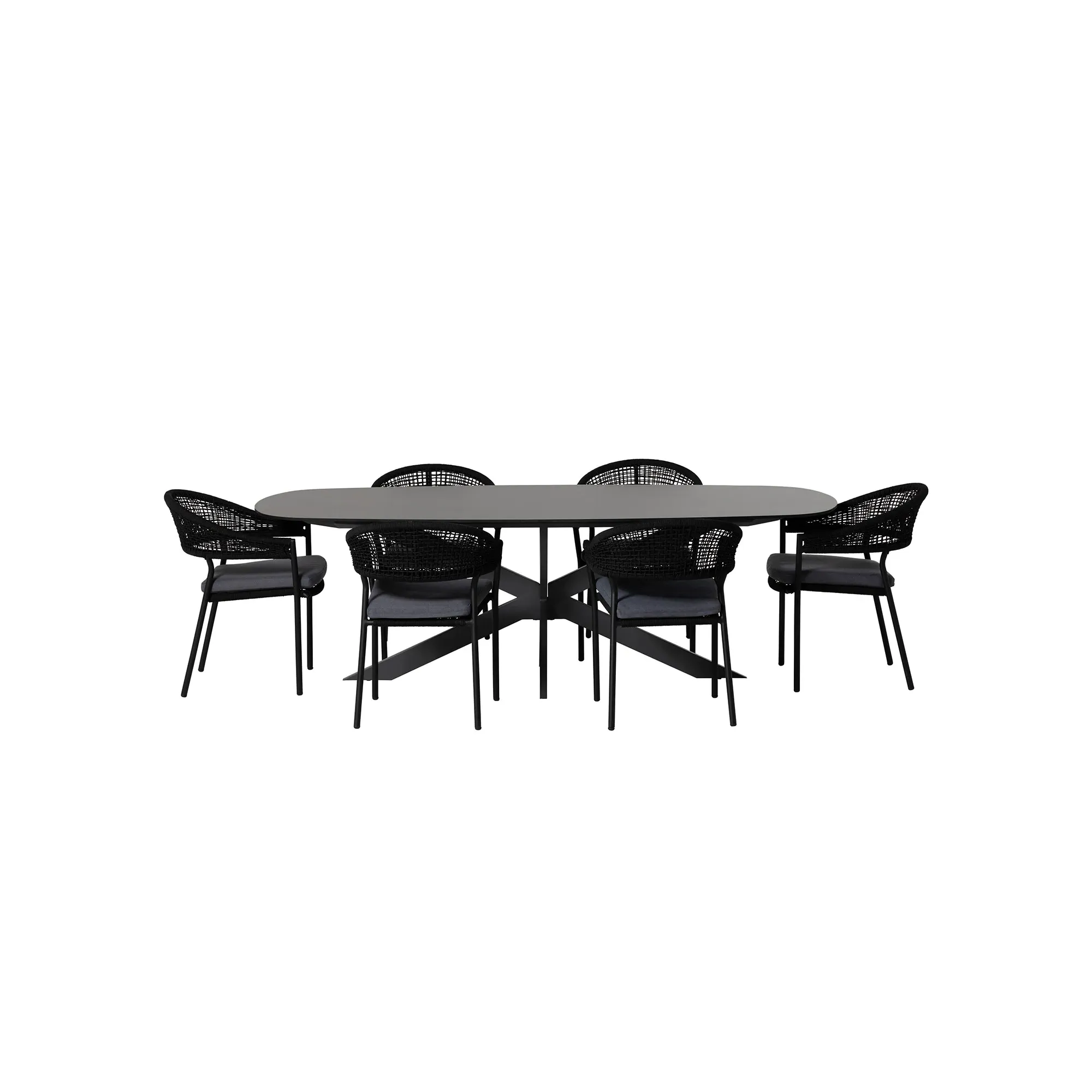 Torino 6 Seater Dining Set - Grey, Rope