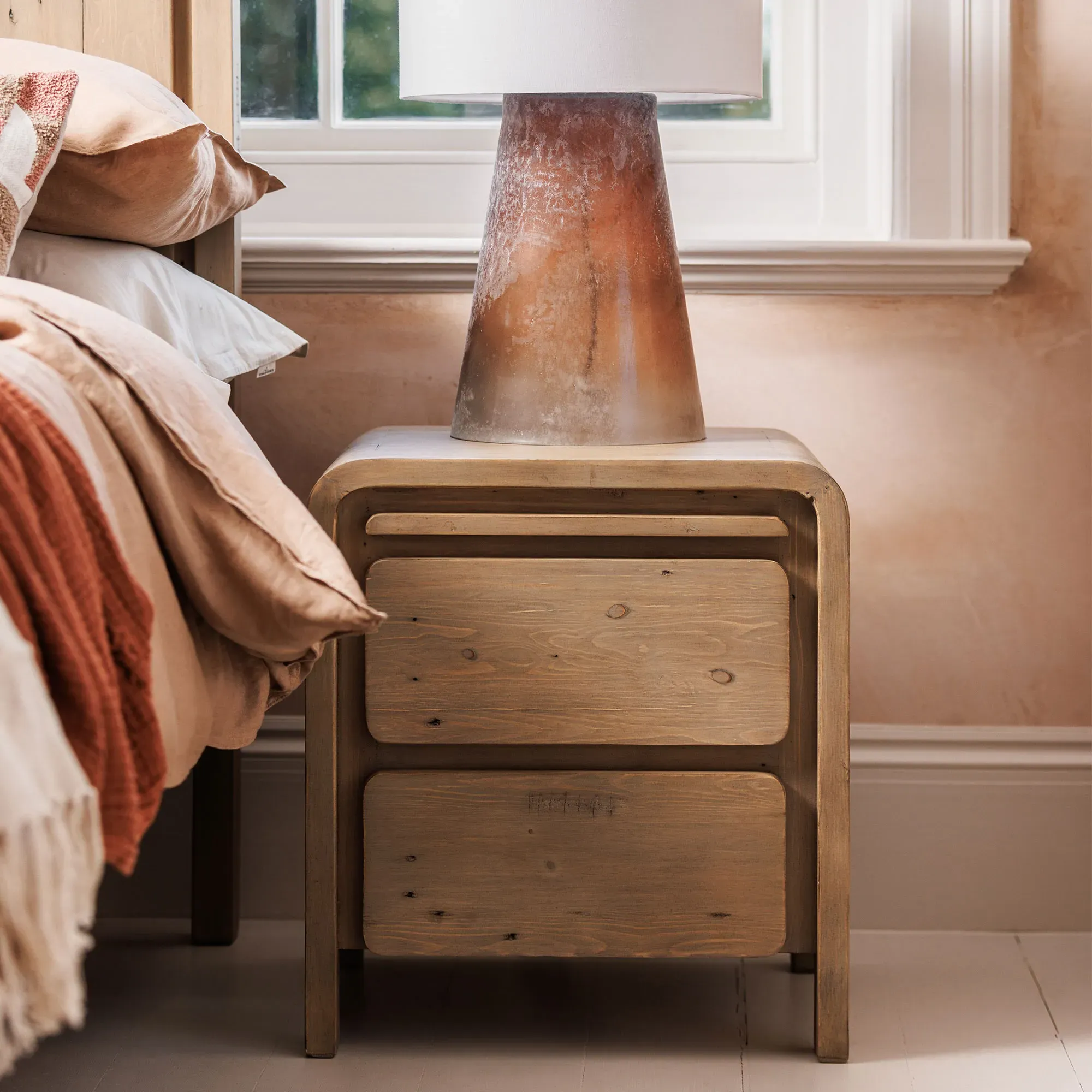 Tosca 2 Drawer Bedside Cabinet - Brown, Wood