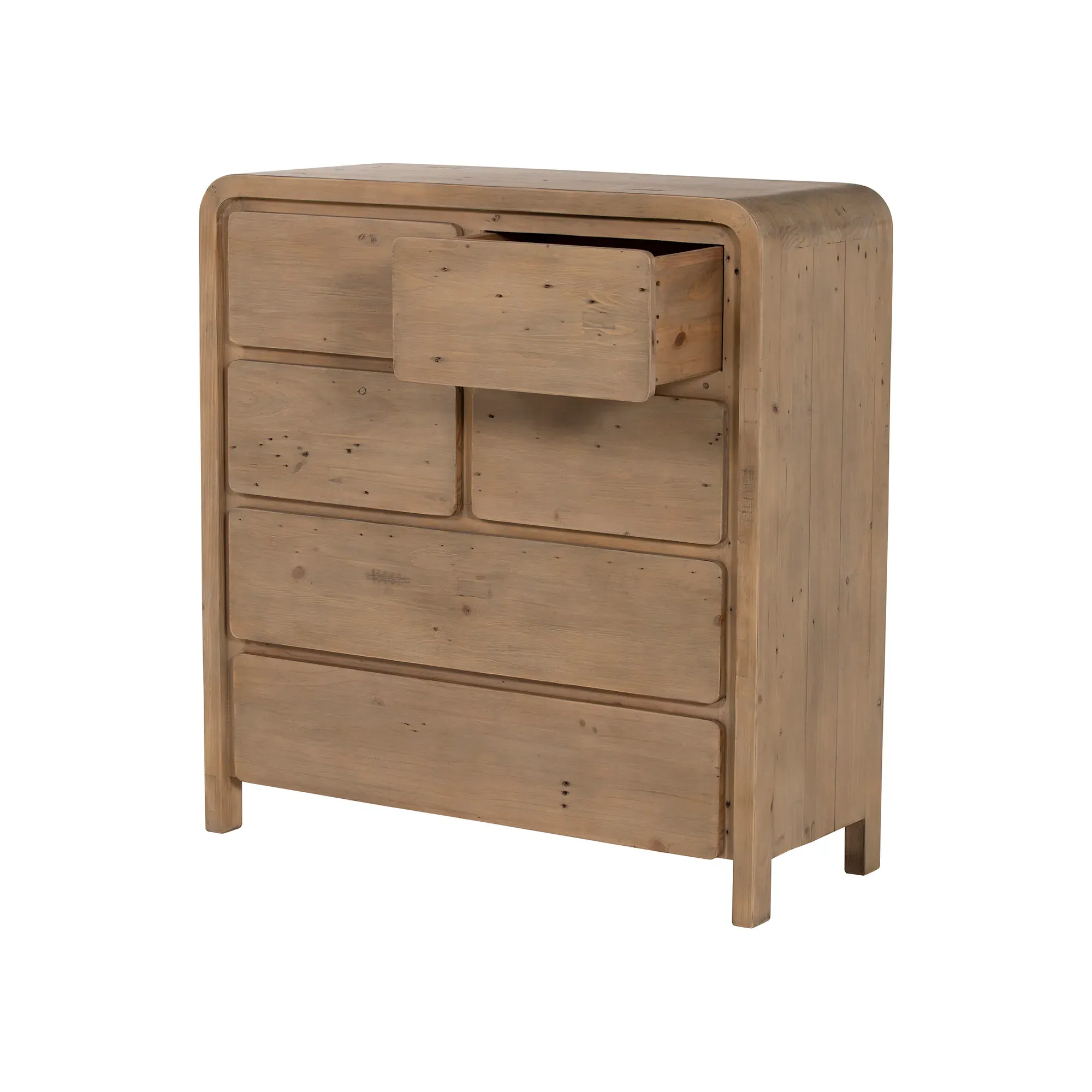 Tosca 6 Drawer Tall Boy - Brown, Reclaimed Wood