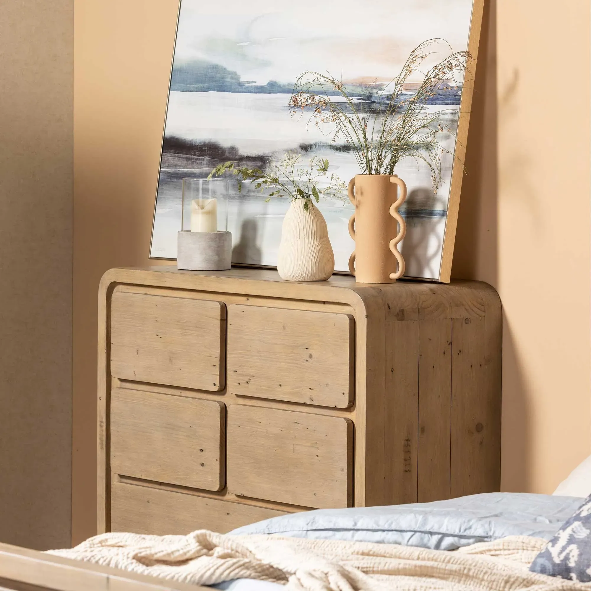 Tosca 6 Drawer Tall Boy - Brown, Reclaimed Wood