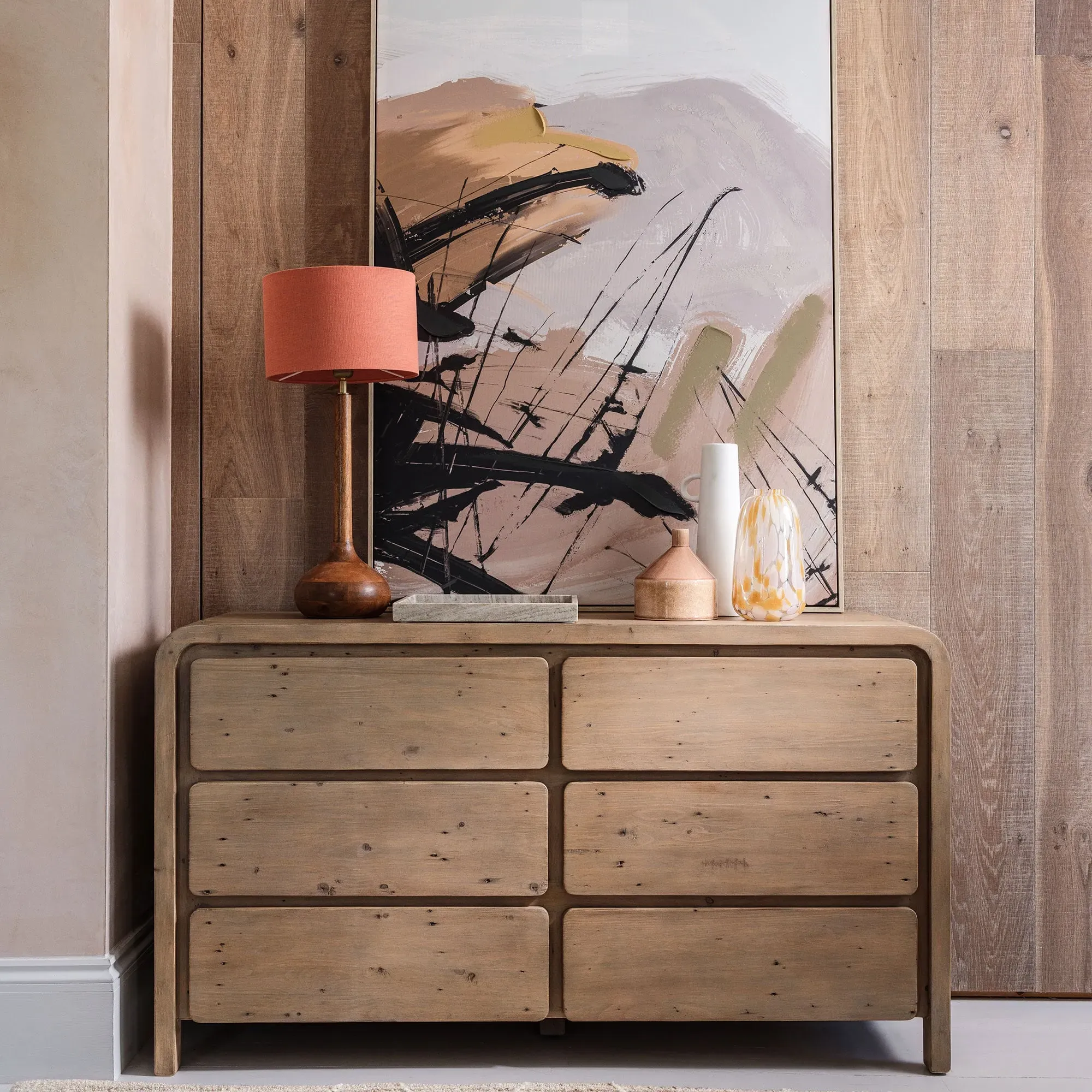 Tosca 6 Drawer Wide Dresser - Brown, Reclaimed Wood