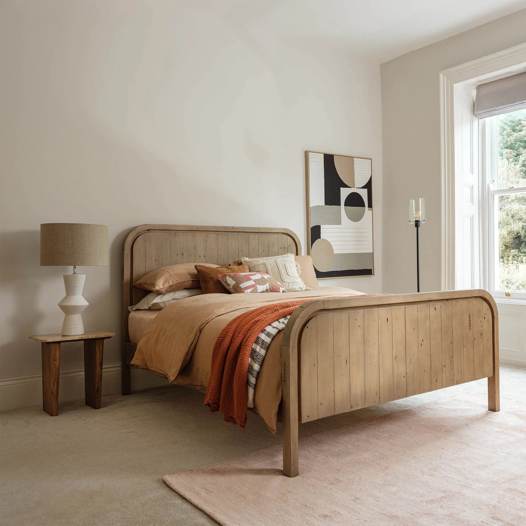 Tosca King Size Bed Frame - Neutral, Wood