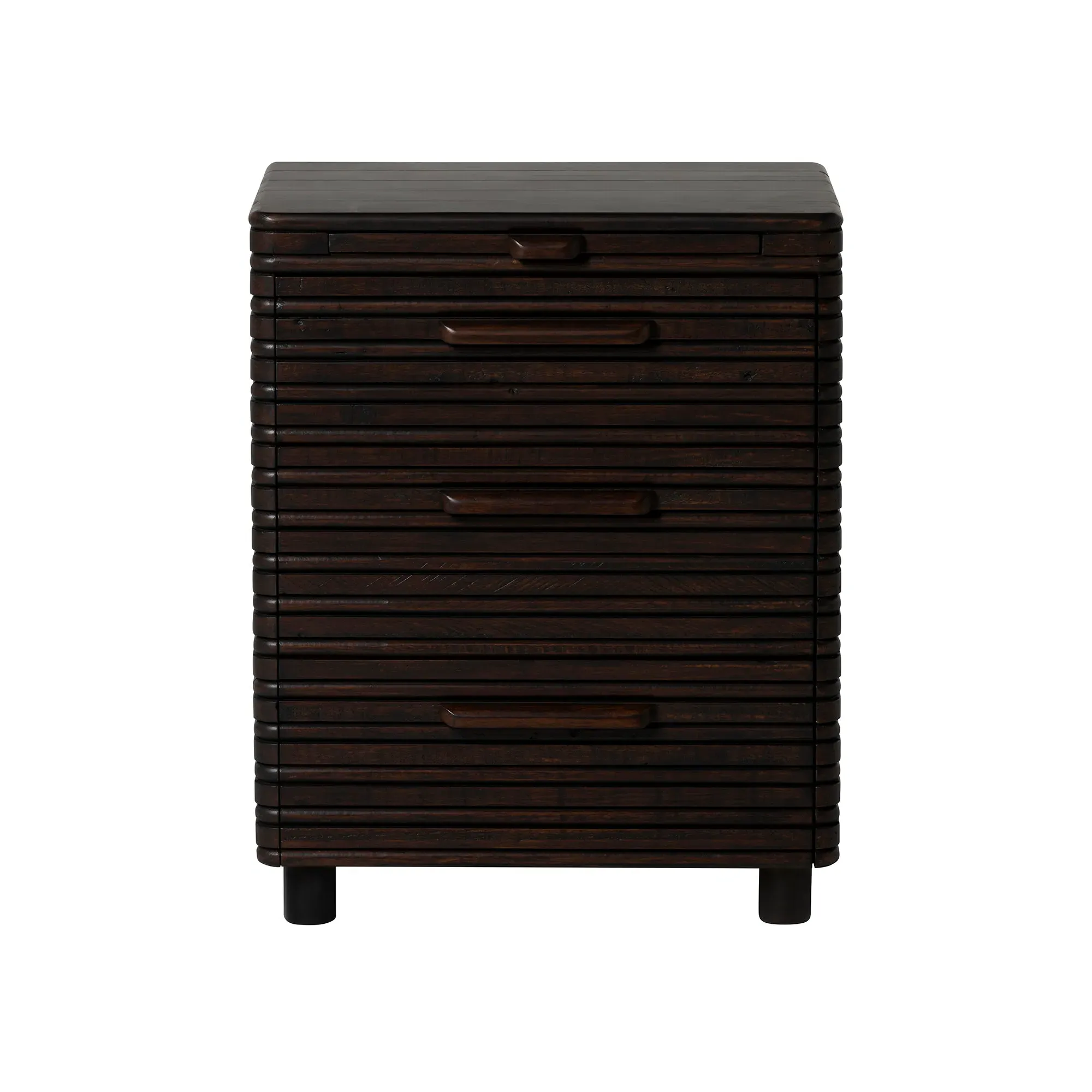 Tova 3 Drawer Wide Bedside Table - Brown, Wood
