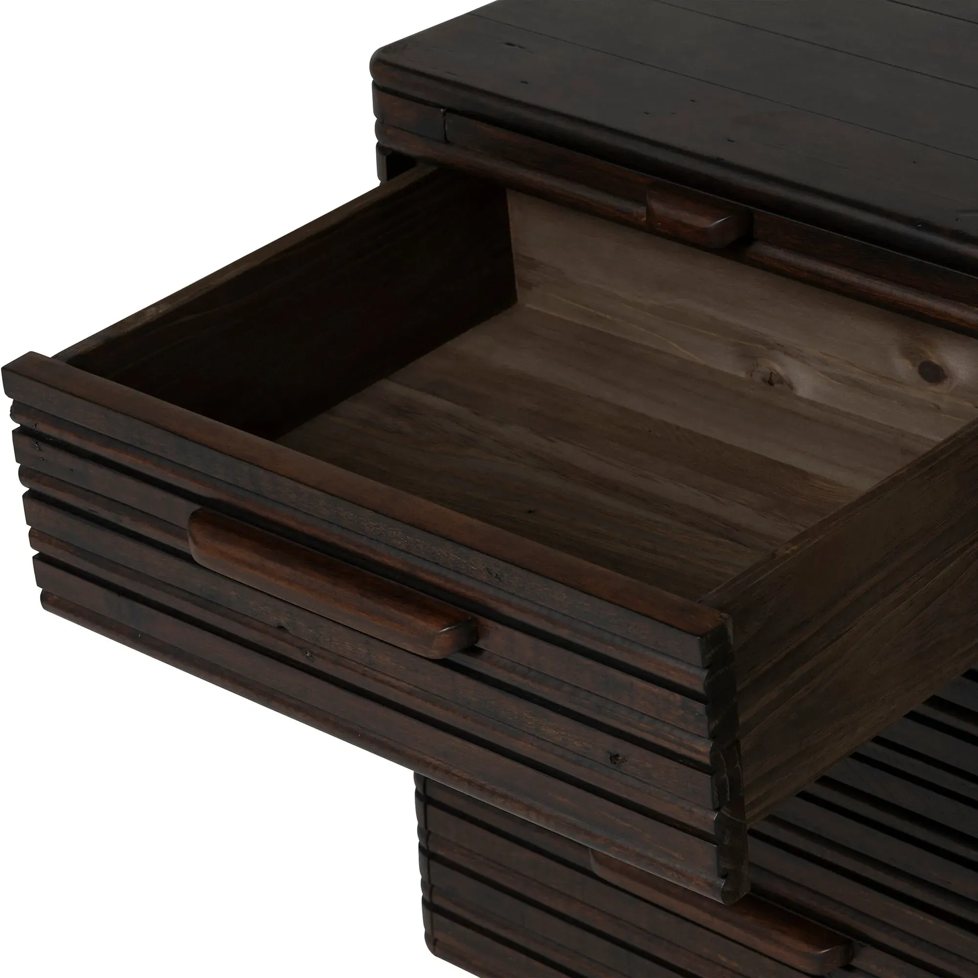 Tova 3 Drawer Wide Bedside Table - Brown, Wood