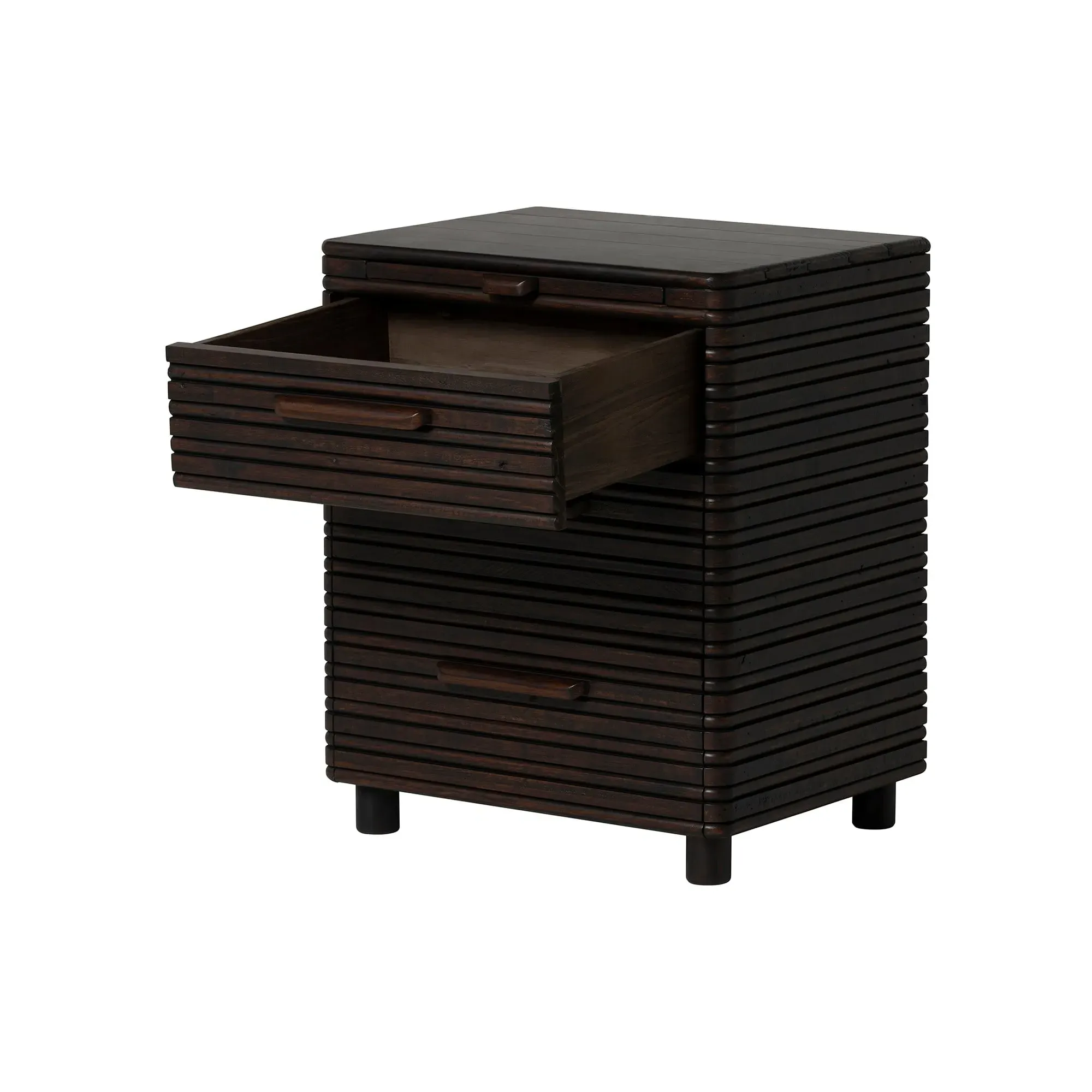 Tova 3 Drawer Wide Bedside Table - Brown, Wood