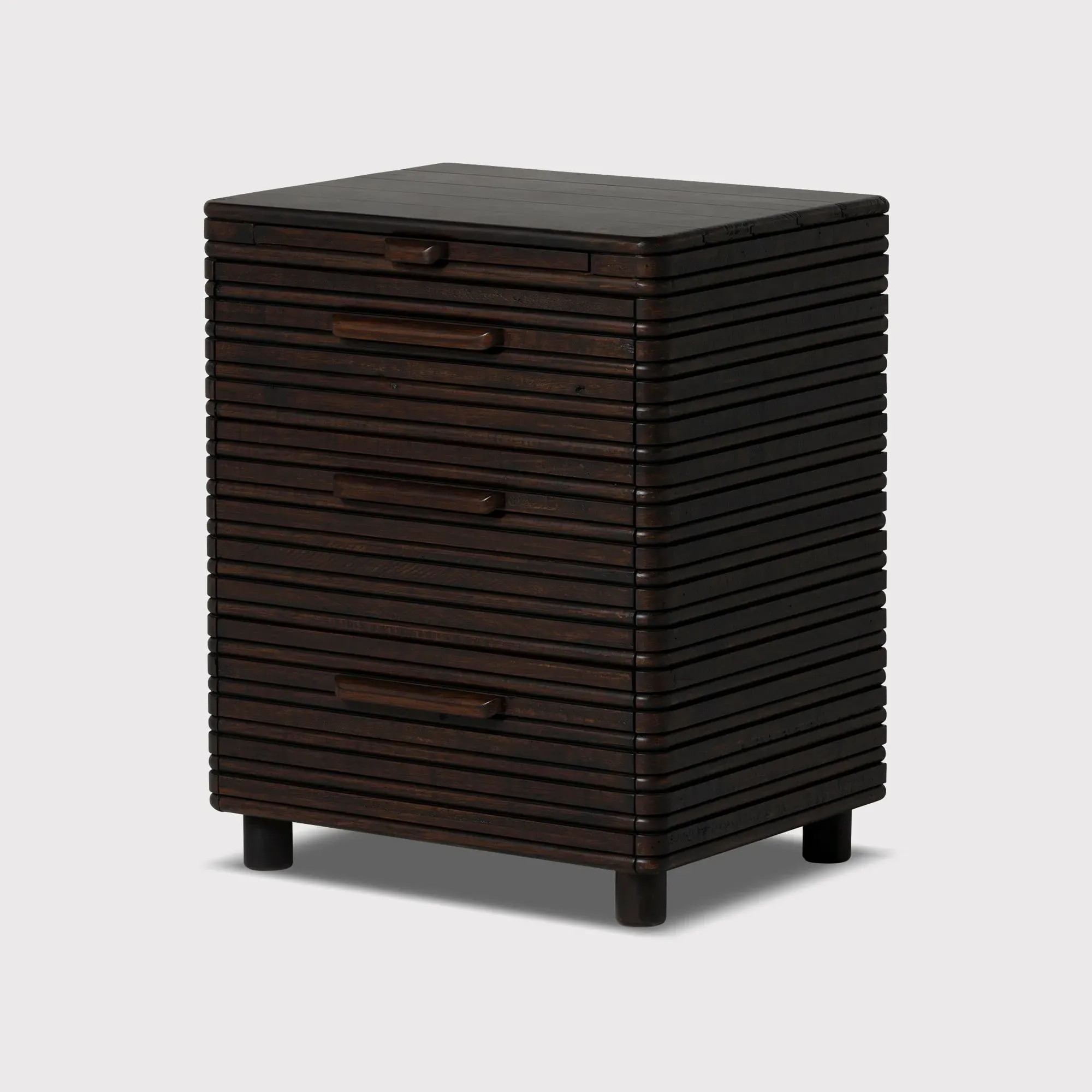 Tova 3 Drawer Wide Bedside Table - Brown, Wood