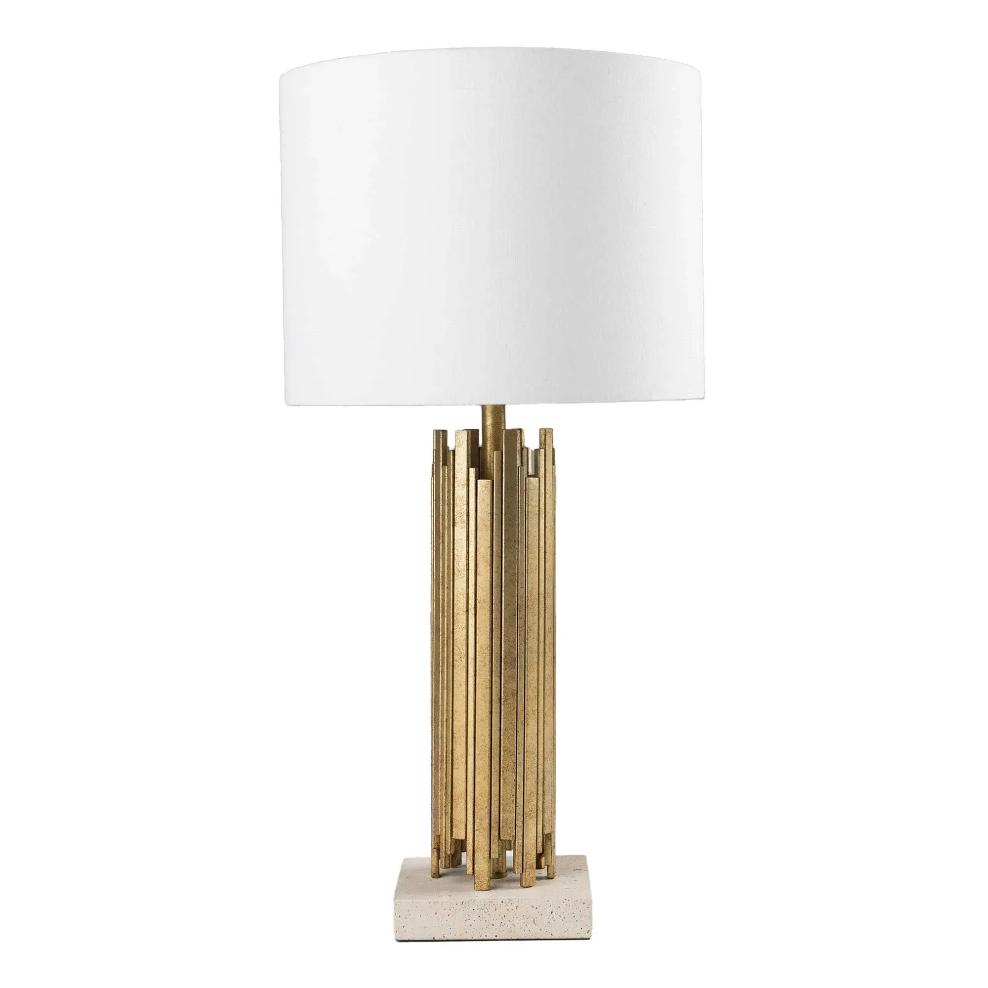 Travertine Base Table Lamp - Gold, Ceramic