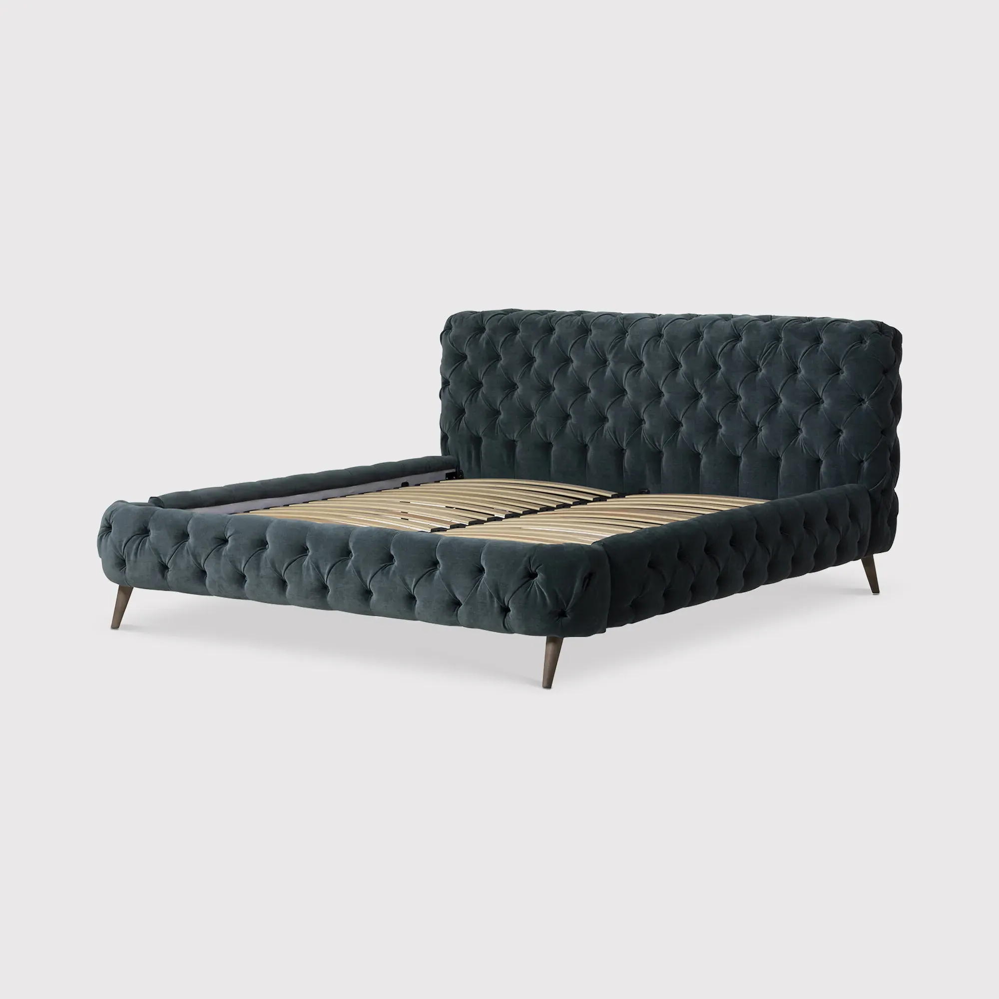 Trevi Super King Bed Frame - Teal Fabric