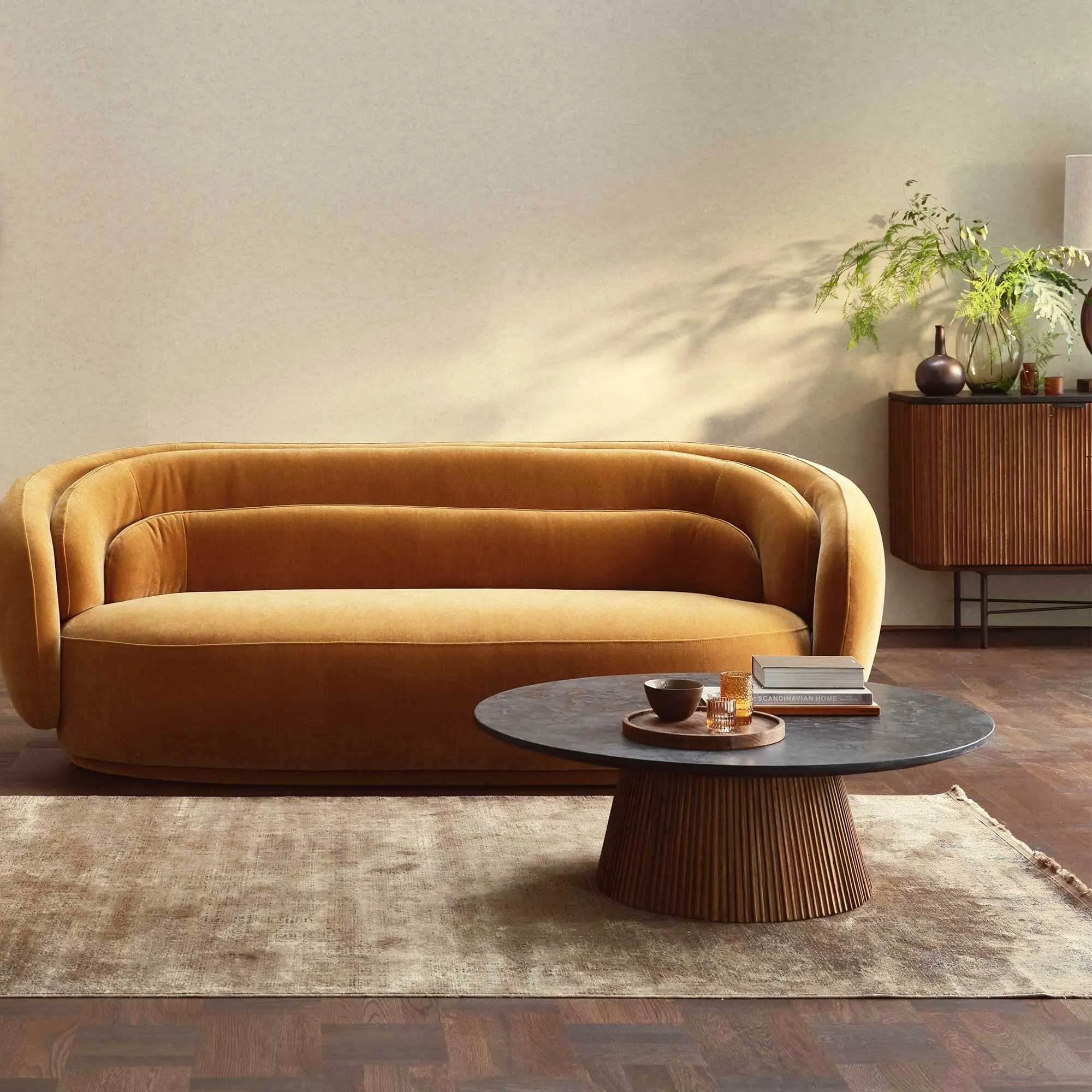 Trinidad Large Round Coffee Table - Brown, Teak Wood