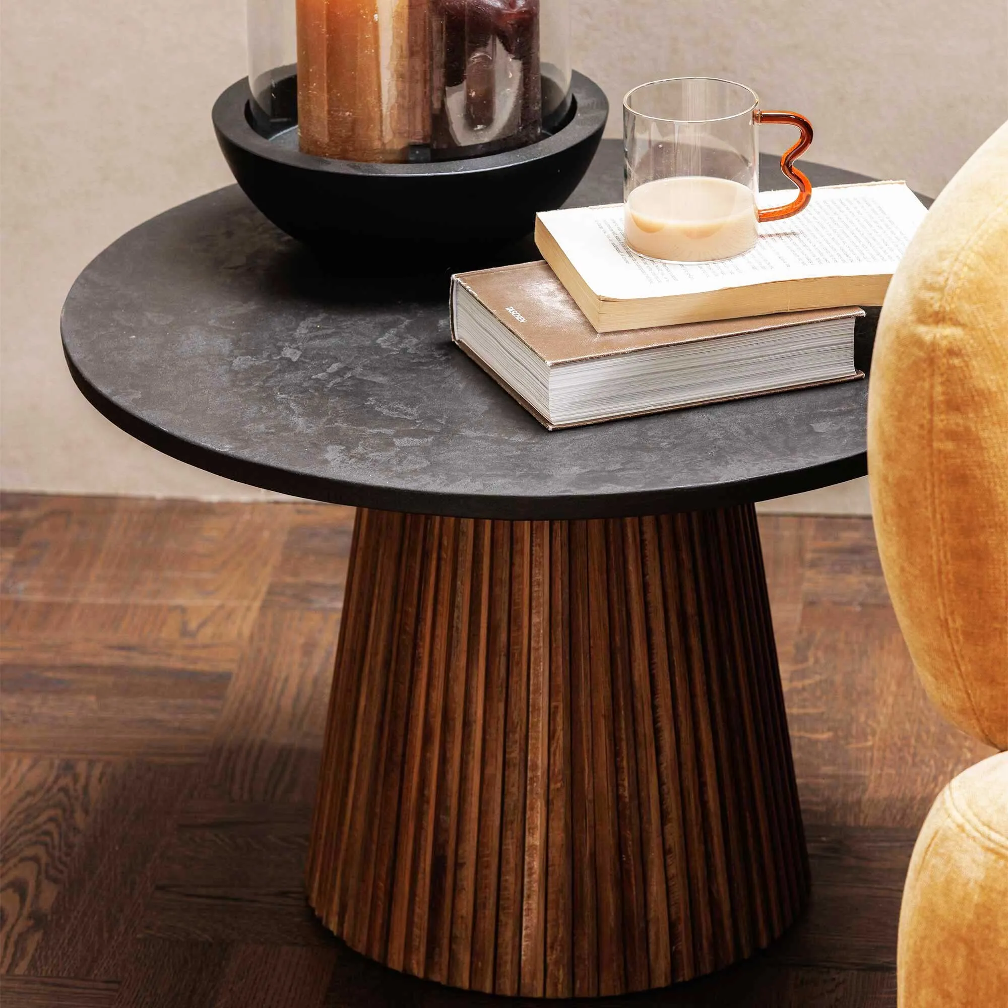 Trinidad Medium Round Coffee Table - Brown, Teak Wood