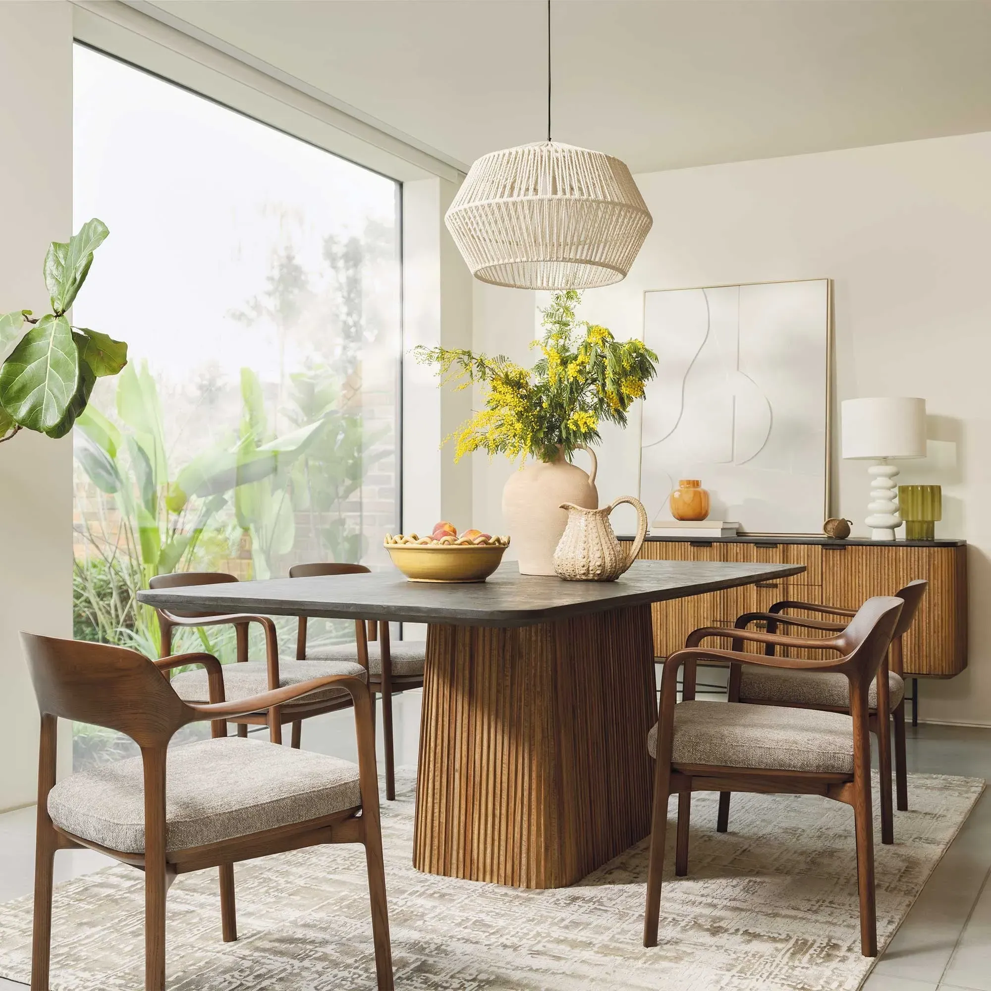 Trinidad Pedestal Dining Table - Brown, Teak Wood