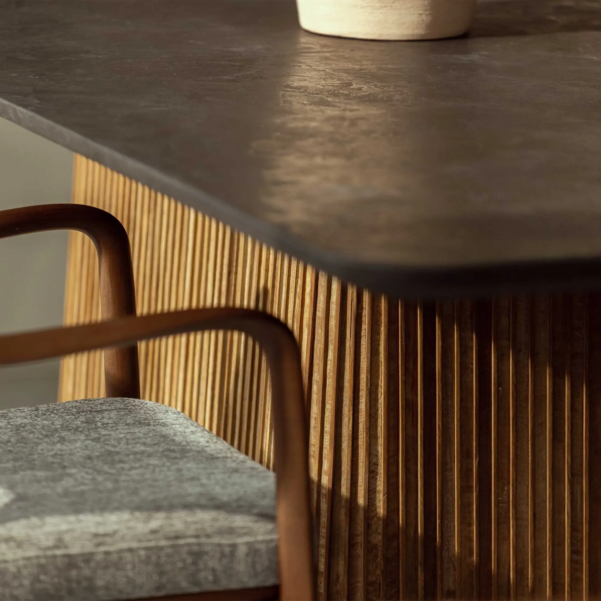 Trinidad Pedestal Dining Table - Brown, Teak Wood