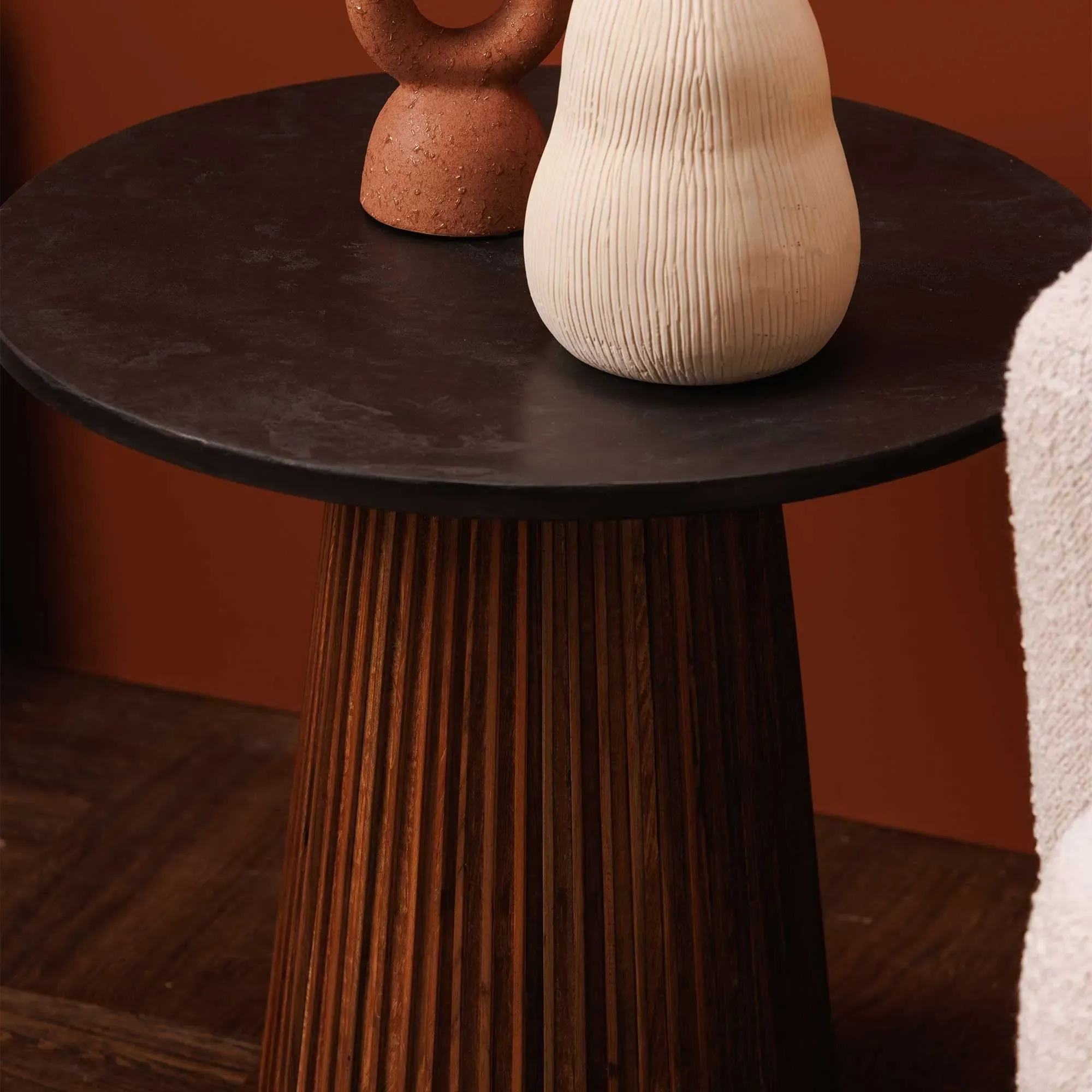 Trinidad Small Round Coffee Table - Brown, Teak Wood