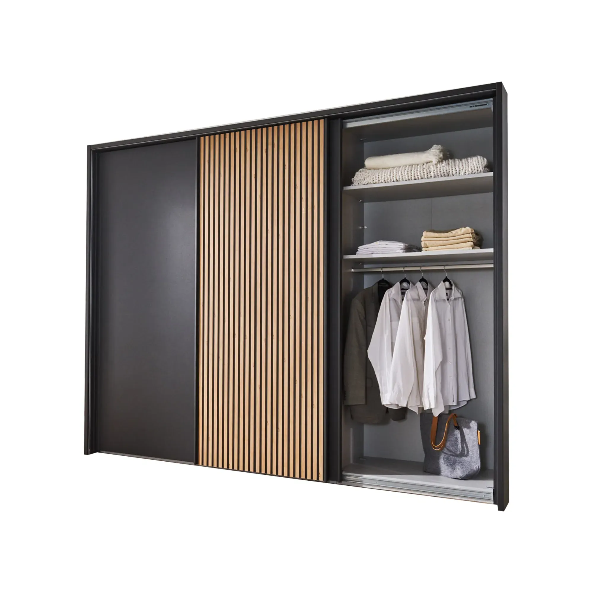 Tulsa 3 Door Sliding Wardrobe - Black, Engineered Wood
