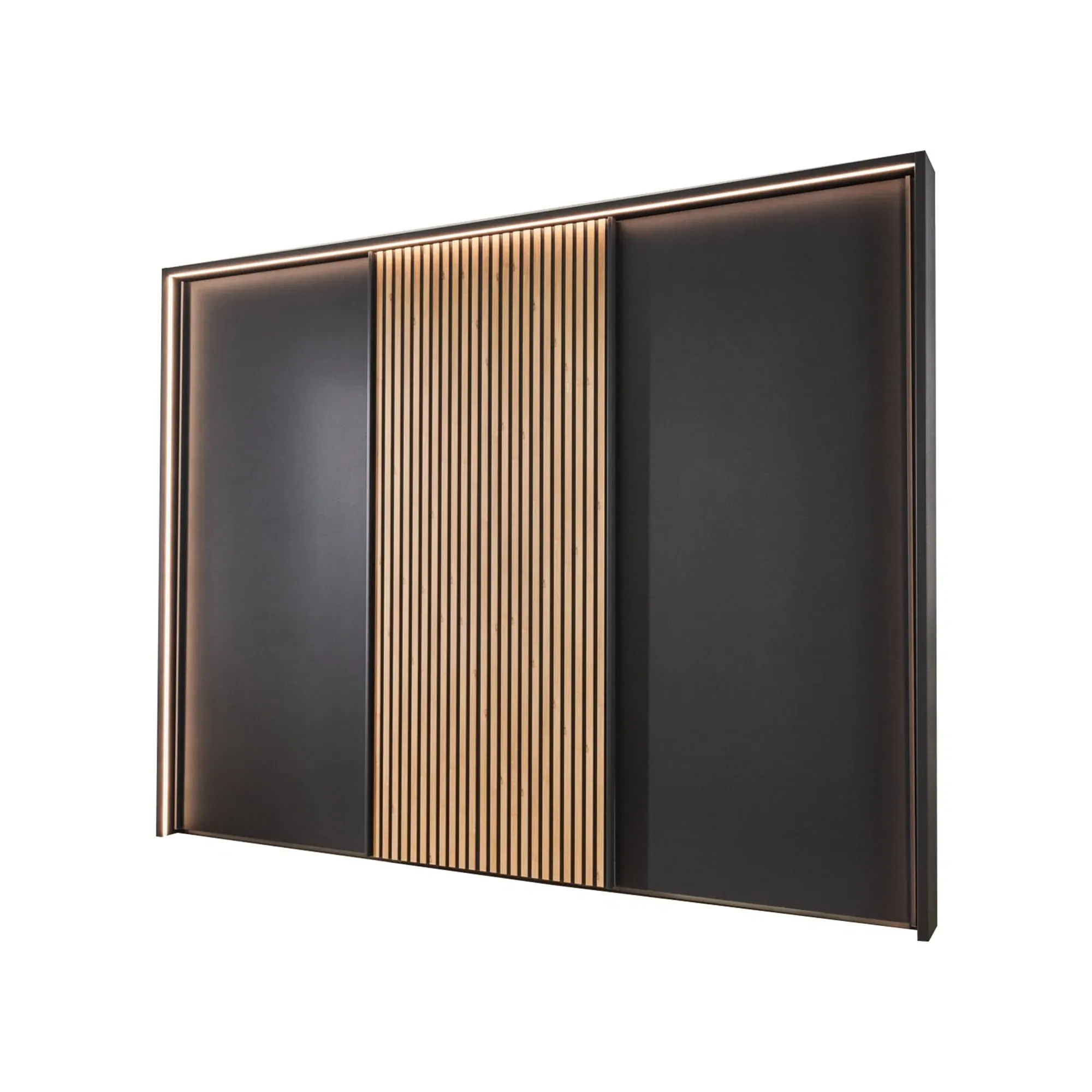 Tulsa 3 Door Sliding Wardrobe - Black, Engineered Wood