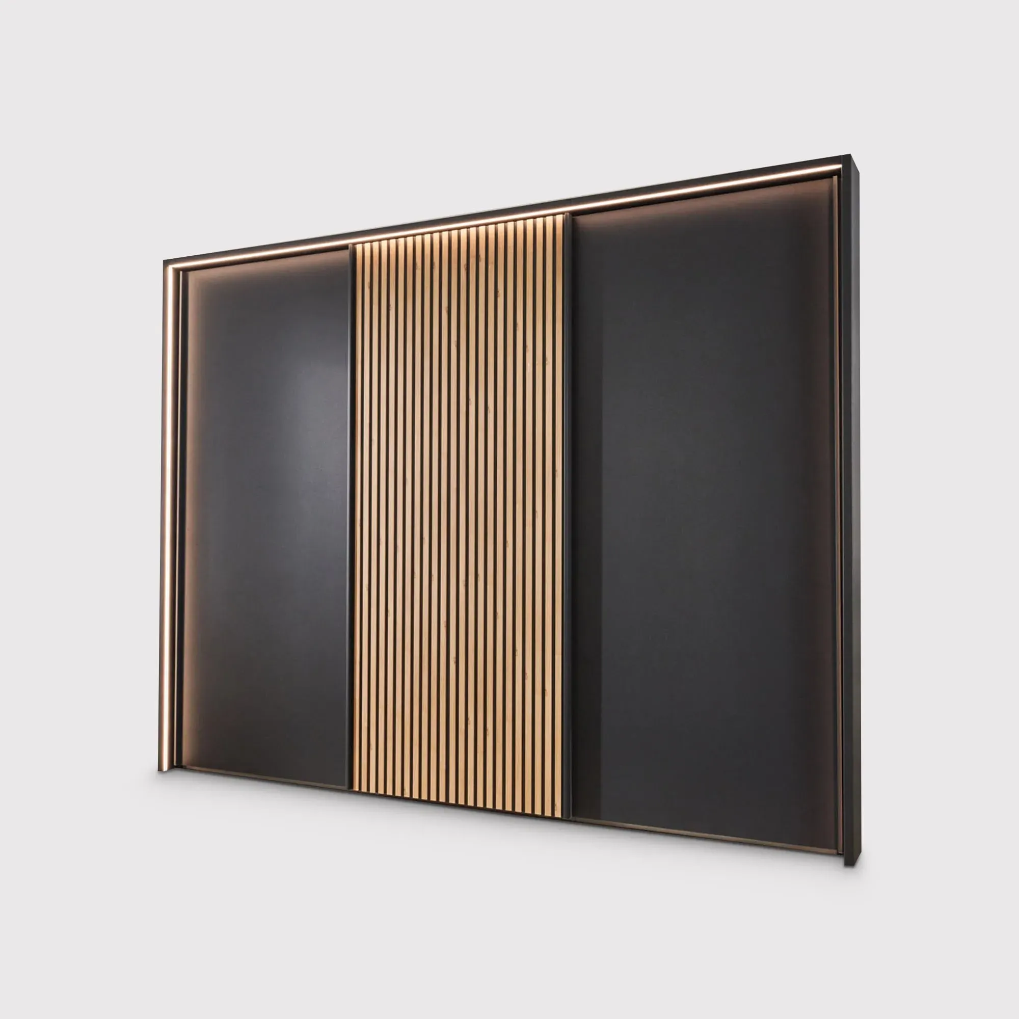 Tulsa 3 Door Sliding Wardrobe - Black, Engineered Wood