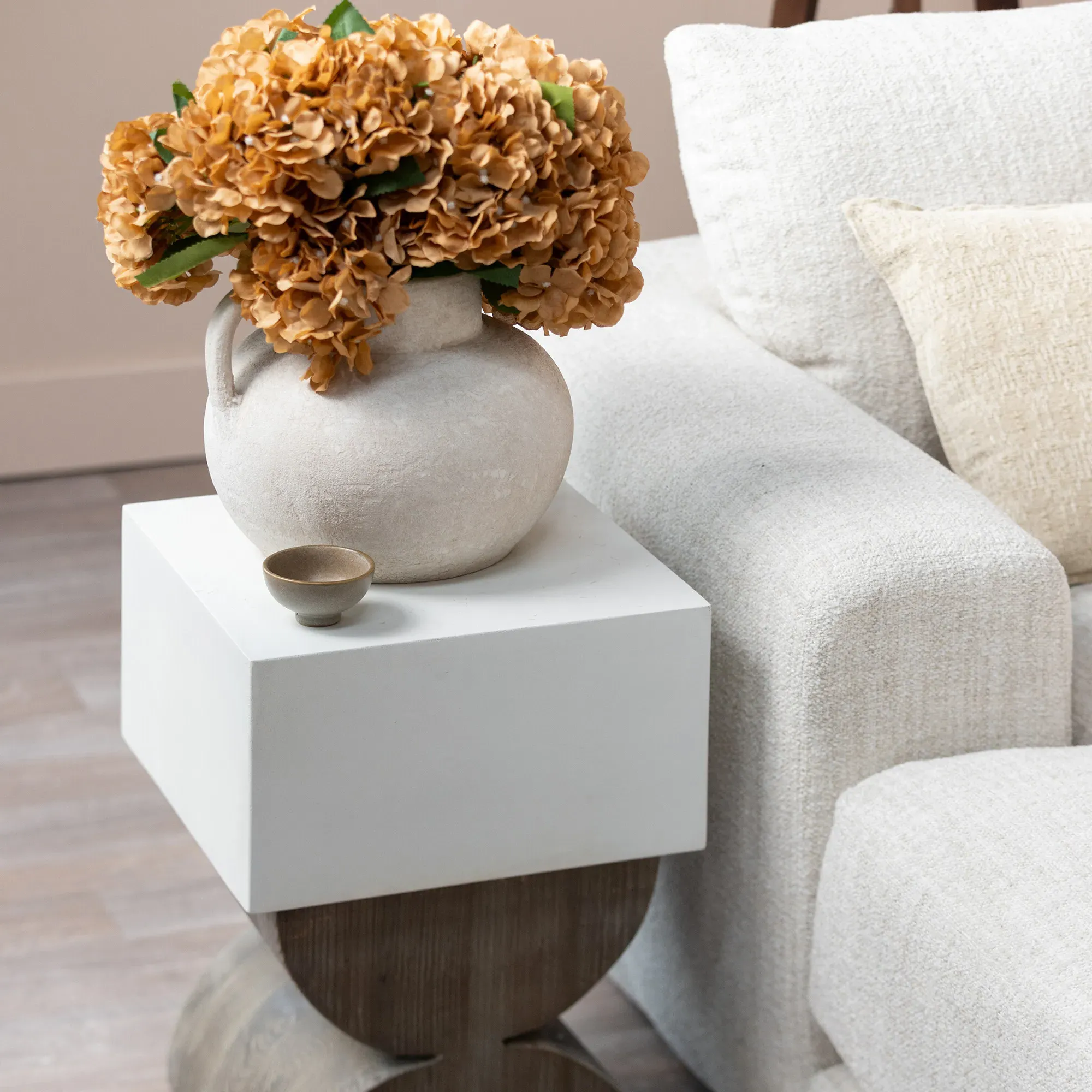 Turvey End Table - White, Concrete