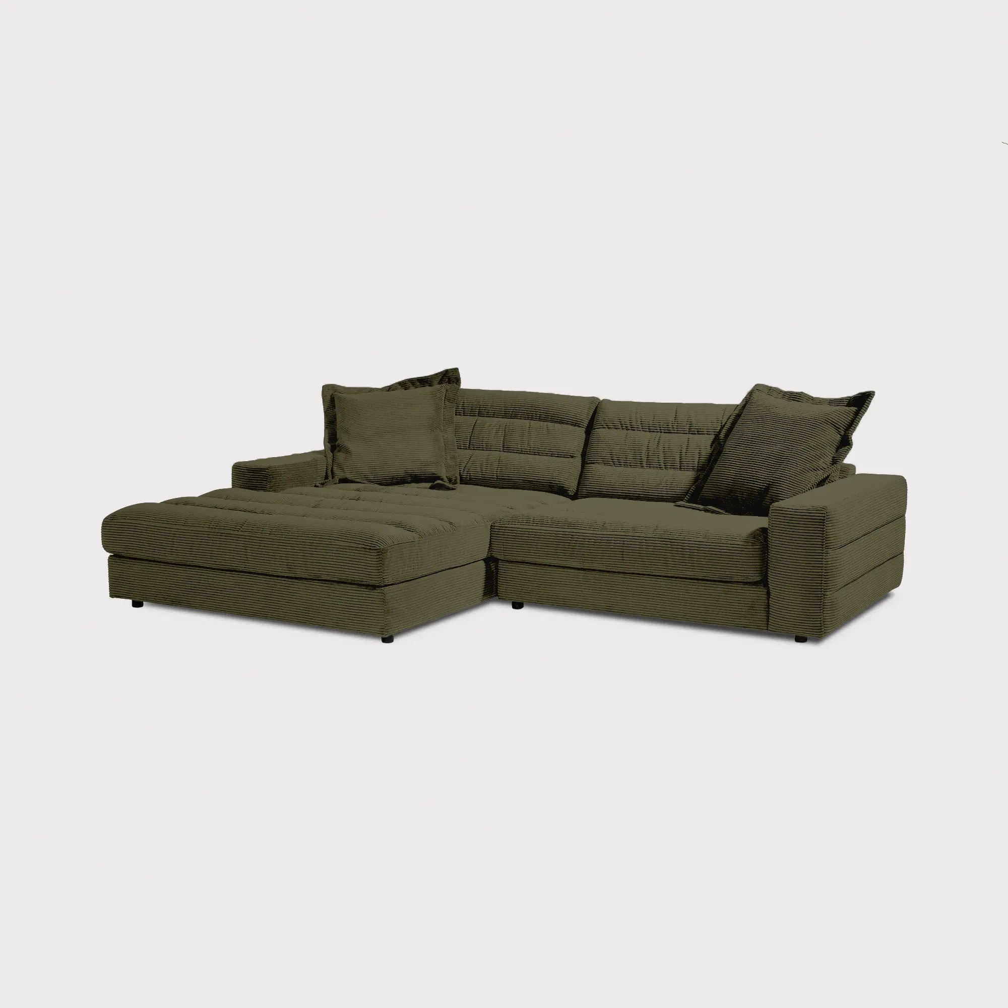 Twain Chaise Corner Sofa Right - Green, Fabric