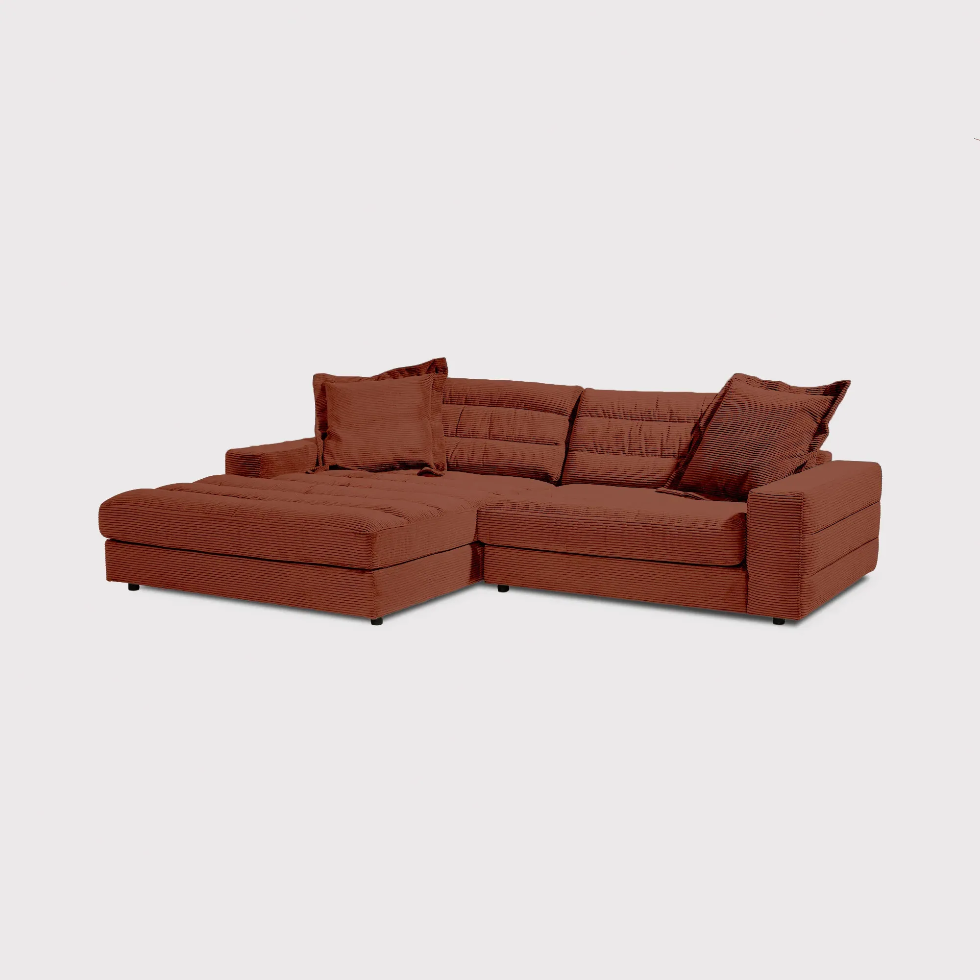 Twain Chaise Corner Sofa Right - Red, Fabric