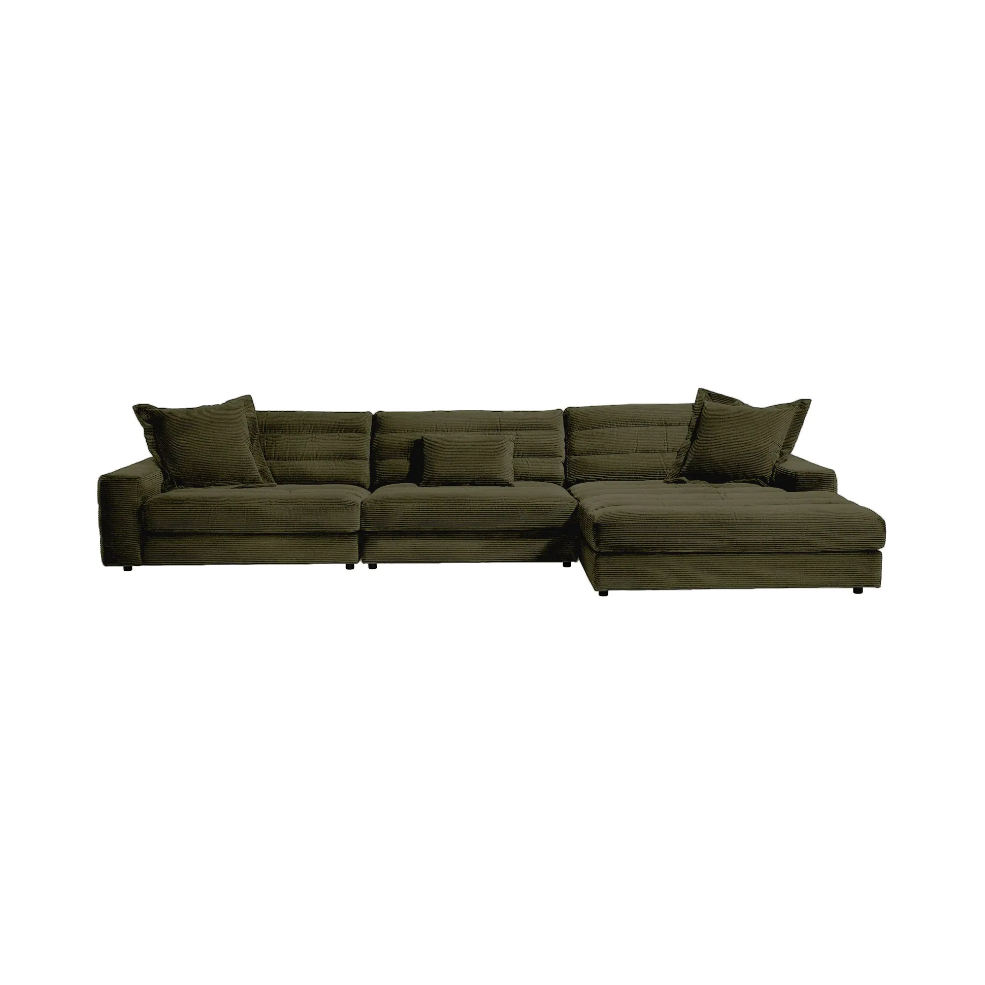 Twain Large Chaise Sofa Left - Green, Fabric