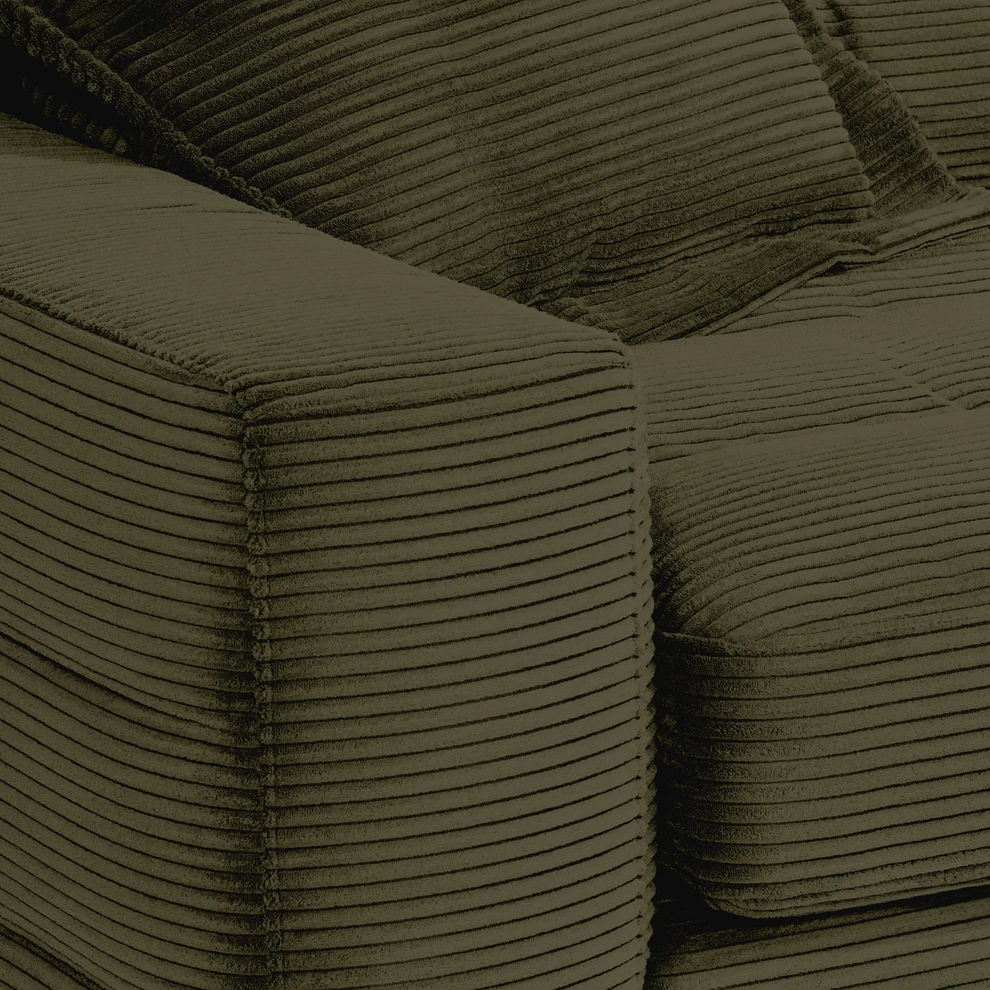 Twain Large Chaise Sofa Left - Green, Fabric