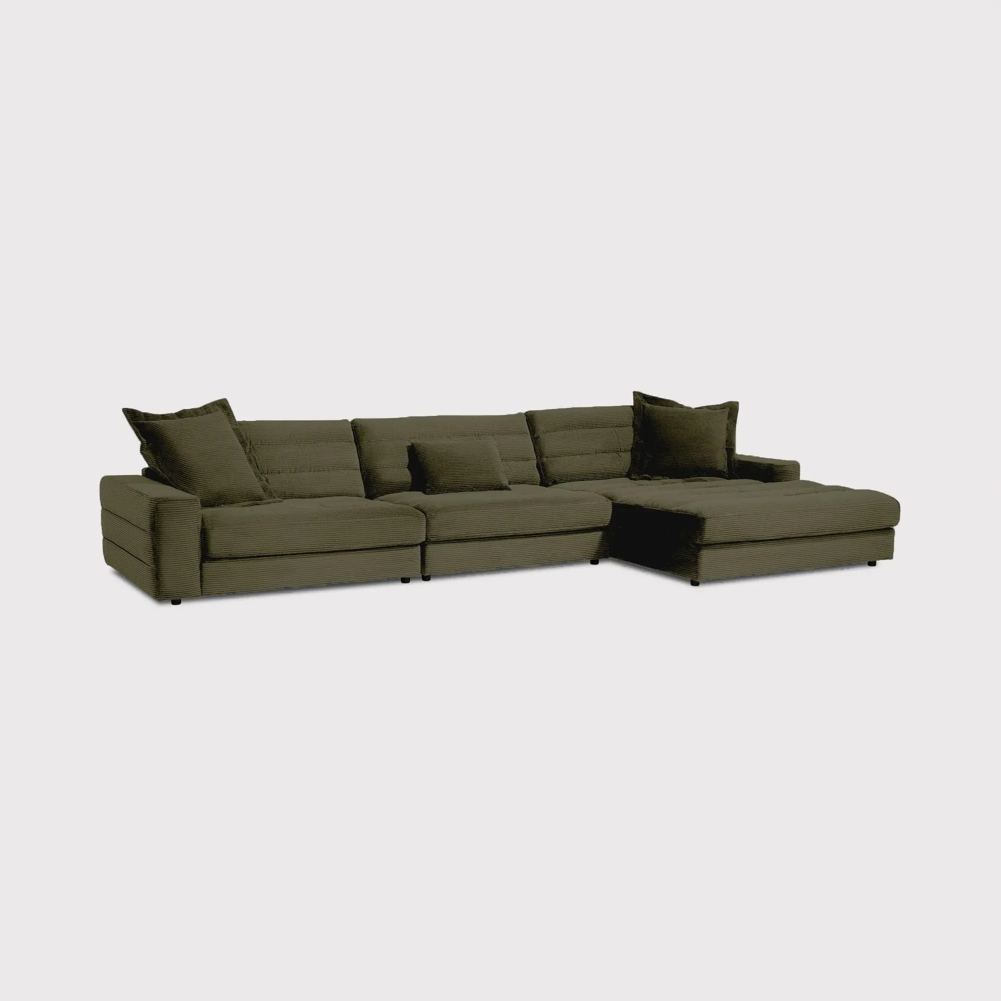 Twain Large Chaise Sofa Left - Green, Fabric image
