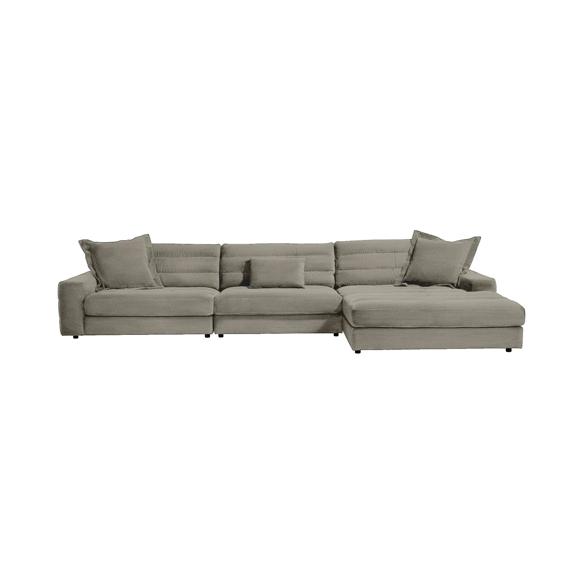 Twain Large Chaise Sofa Left - Grey, Fabric