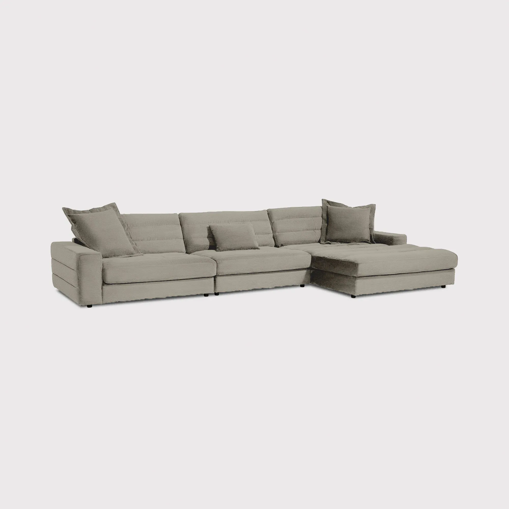 Twain Large Chaise Sofa Left - Grey, Fabric