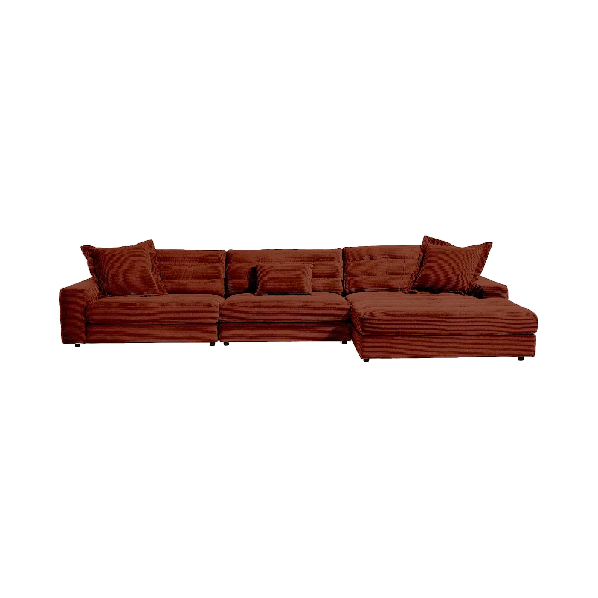Twain Large Chaise Sofa Left - Red, Fabric