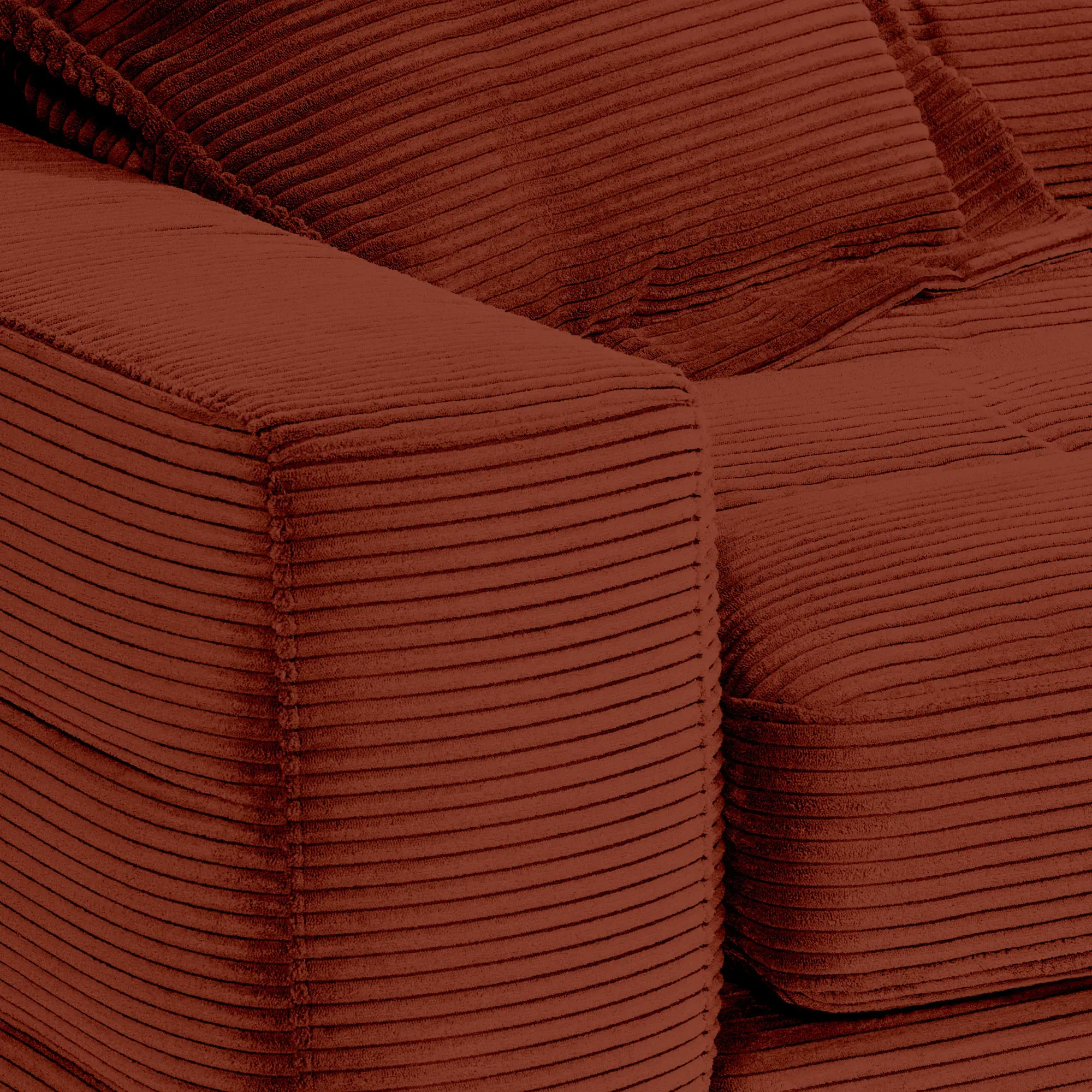 Twain Large Chaise Sofa Left - Red, Fabric