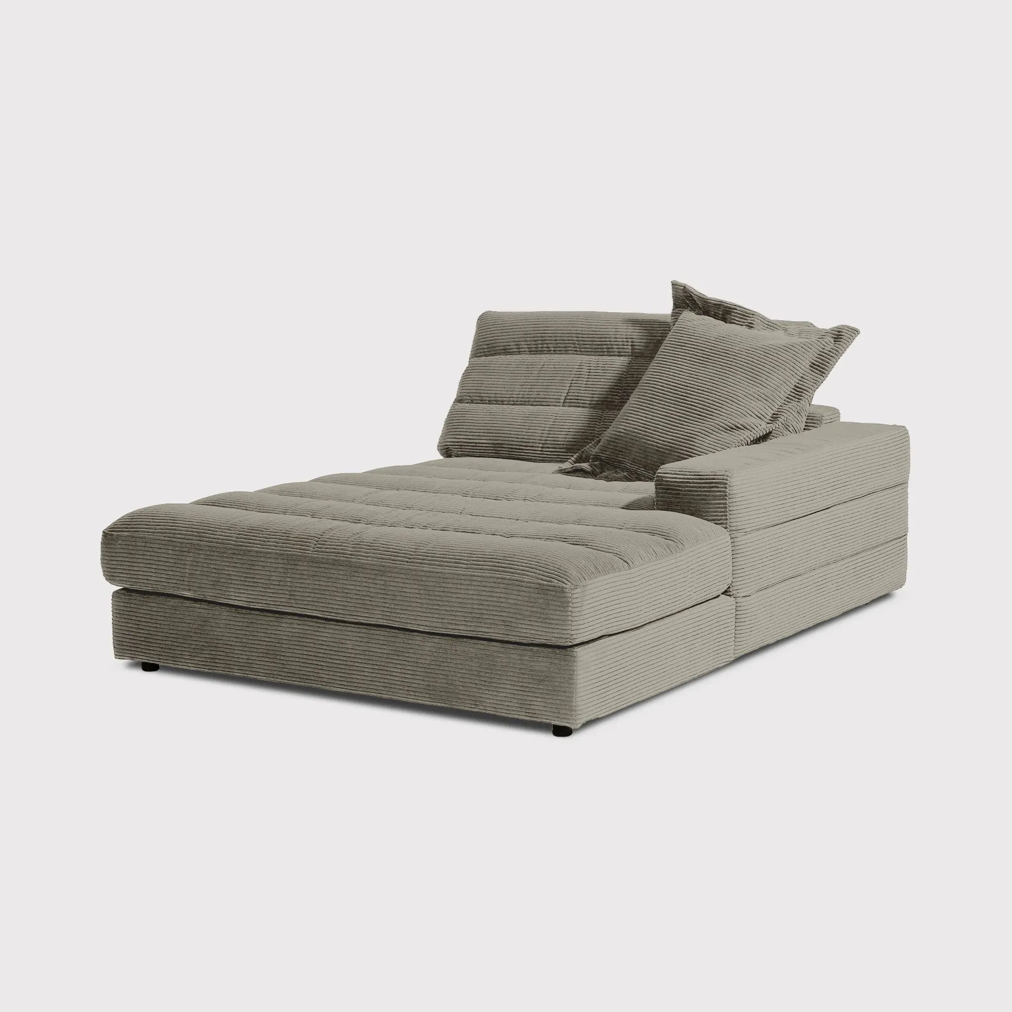 Twain Large Long Armchair Left Armrest - Grey, Fabric