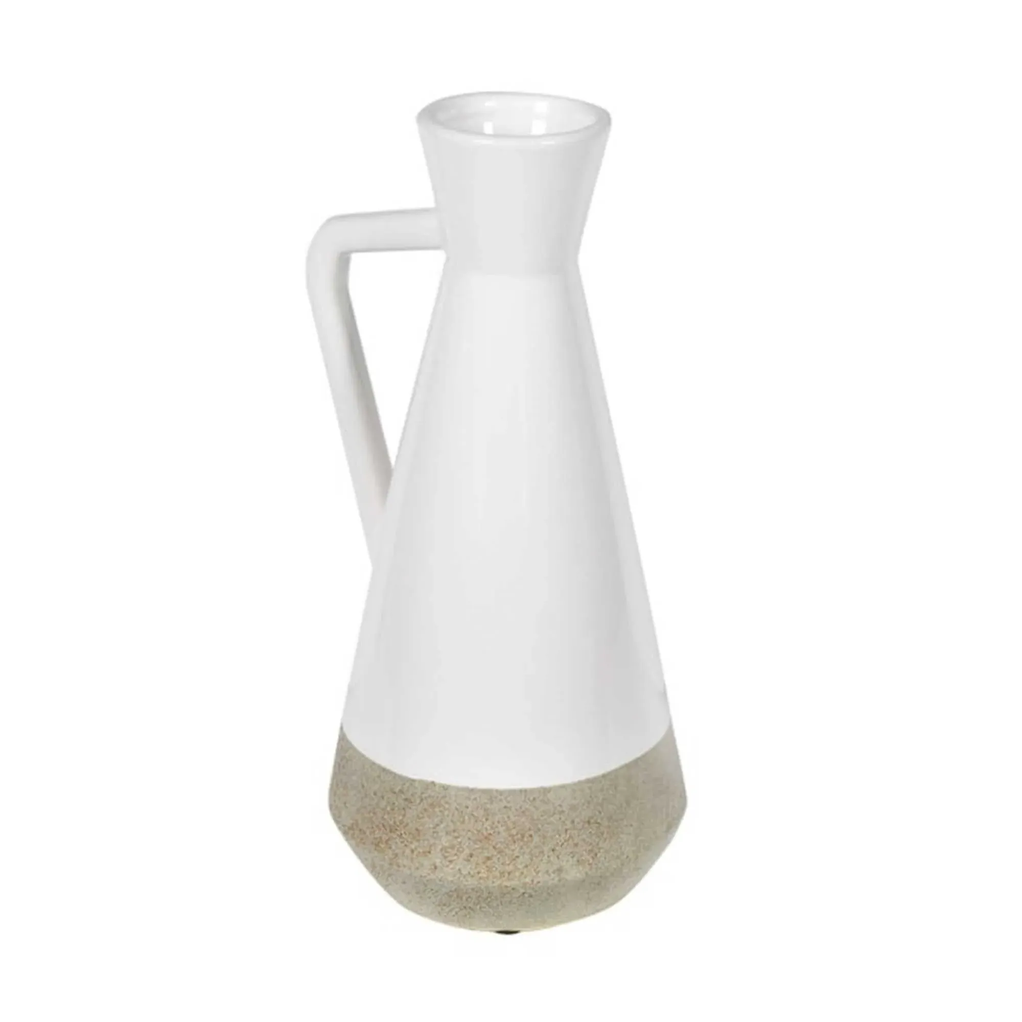 Two Tone Textured Jug Vase - White, Ceramic