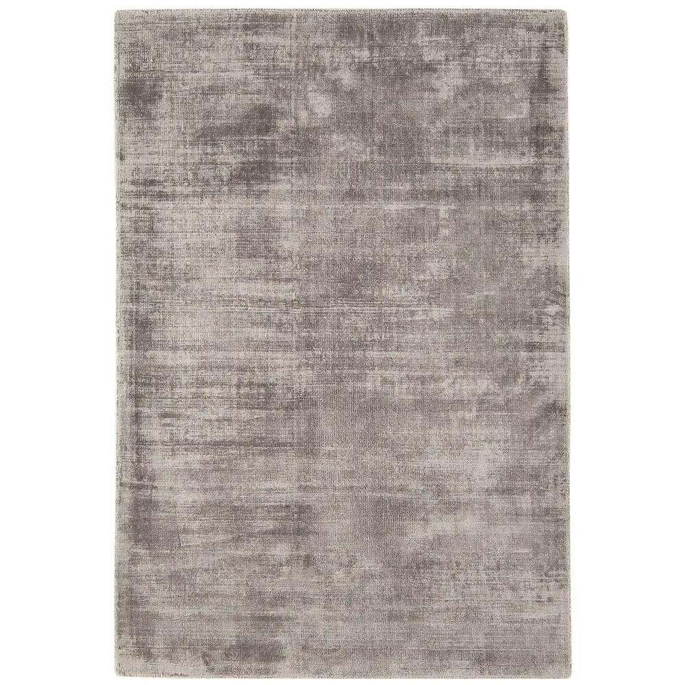 Tyde Silver Square Rug - Silver, Viscose