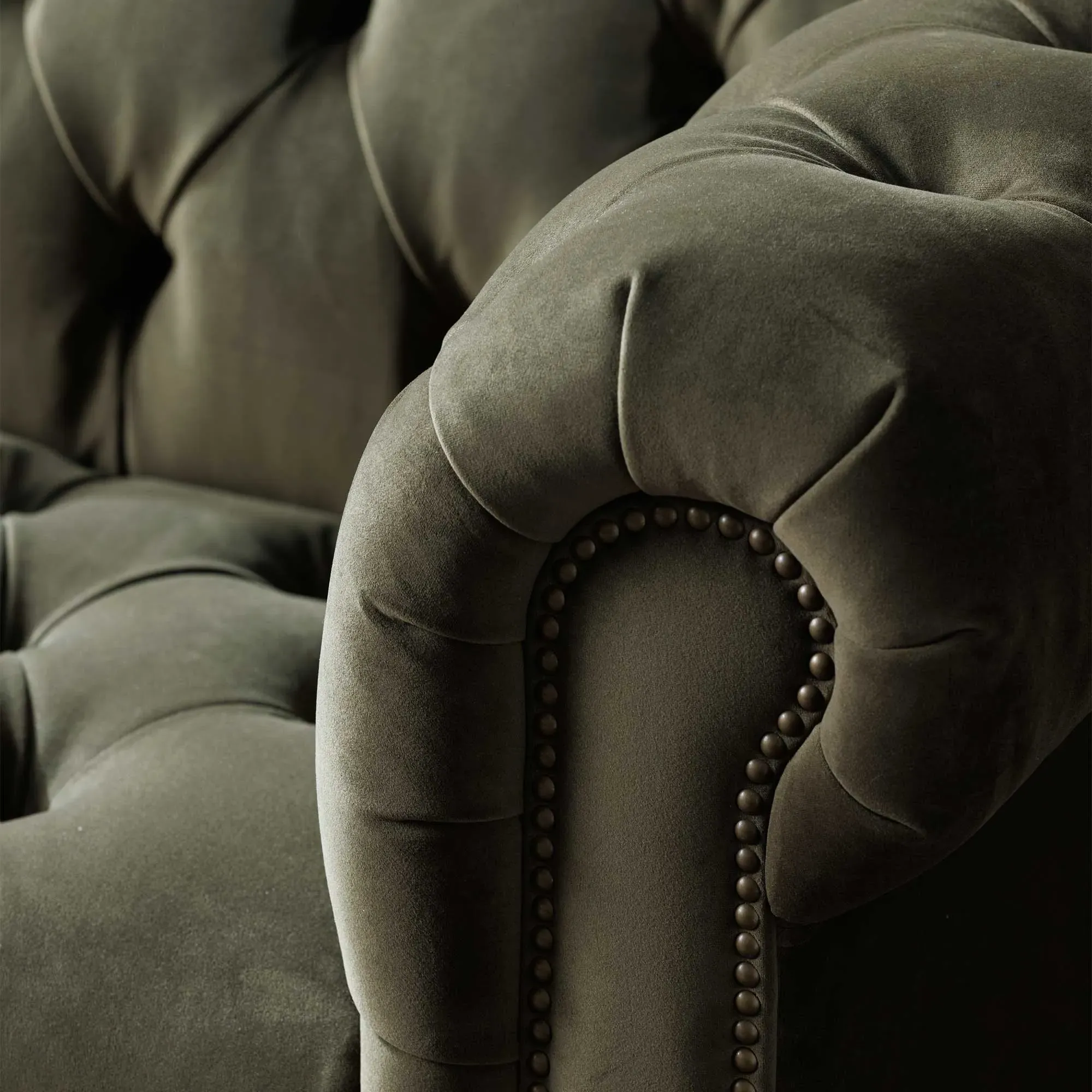 Ullswater 2-Seater Chesterfield Sofa - Green, Velvet