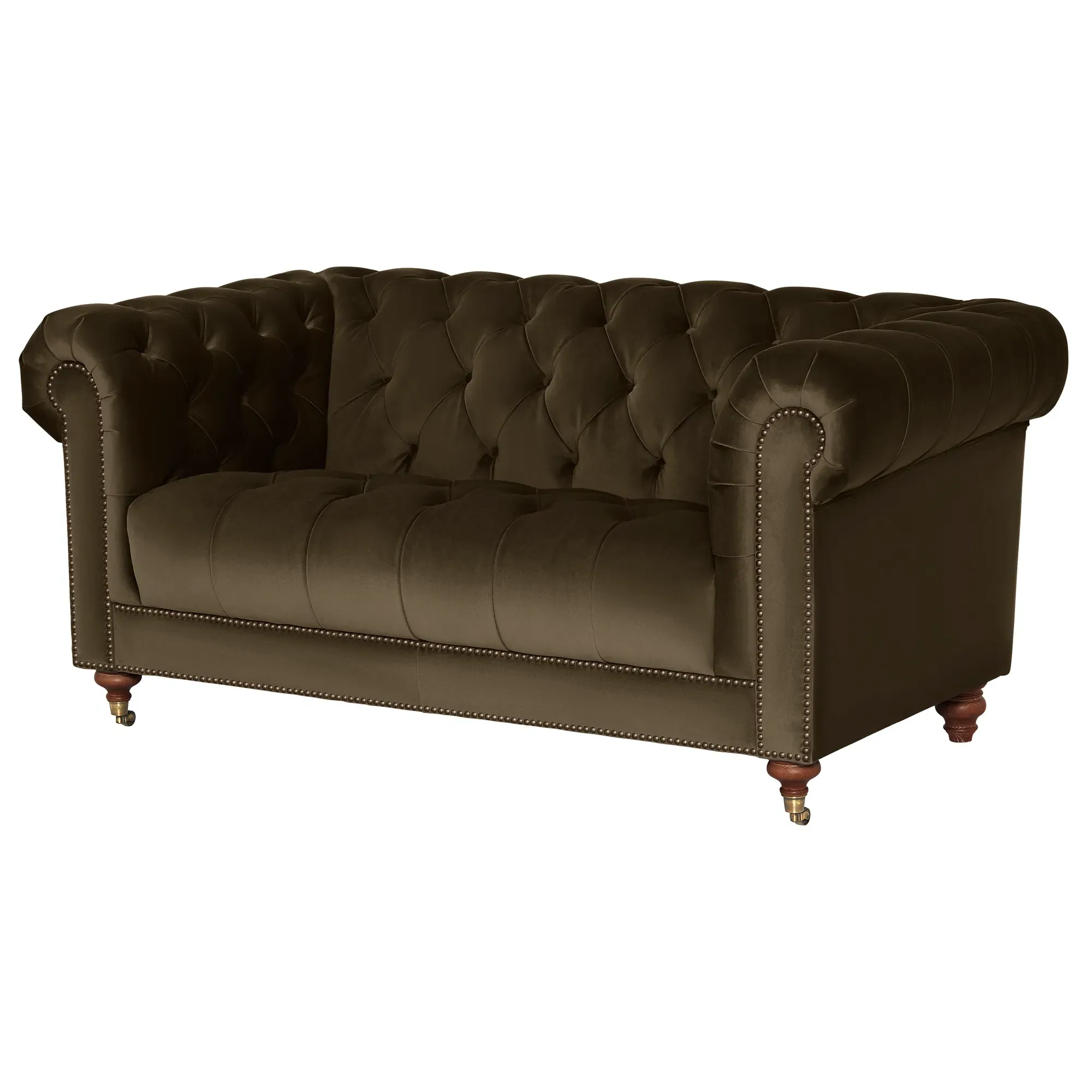 Ullswater 2-Seater Chesterfield Sofa - Green, Velvet