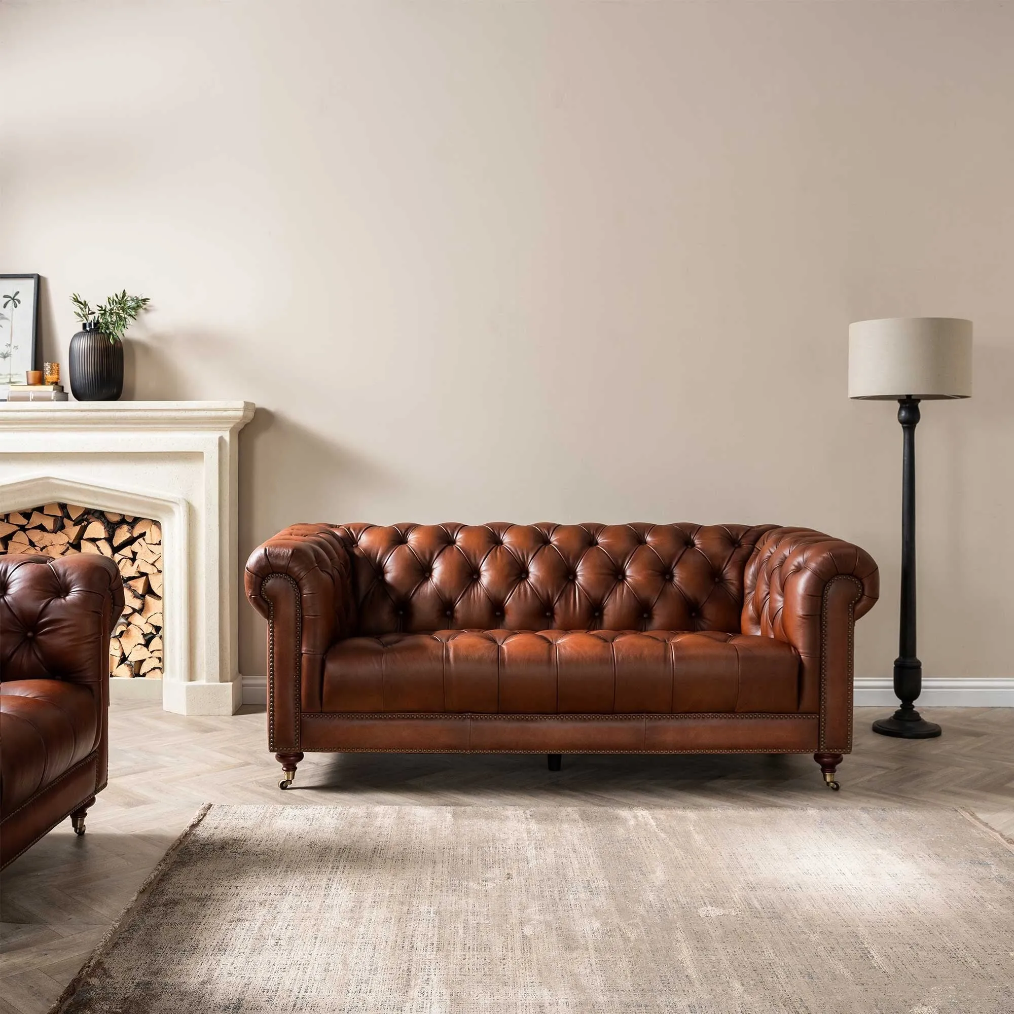 Ullswater 3-Seater Chesterfield Sofa - Brown, Leather
