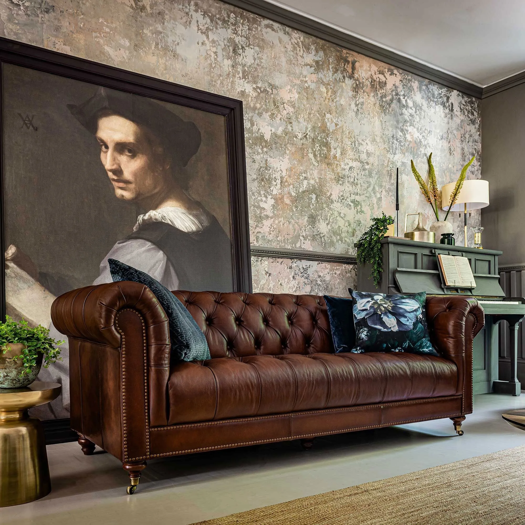 Ullswater 3.5 Seater Chesterfield Sofa - Brown, Leather