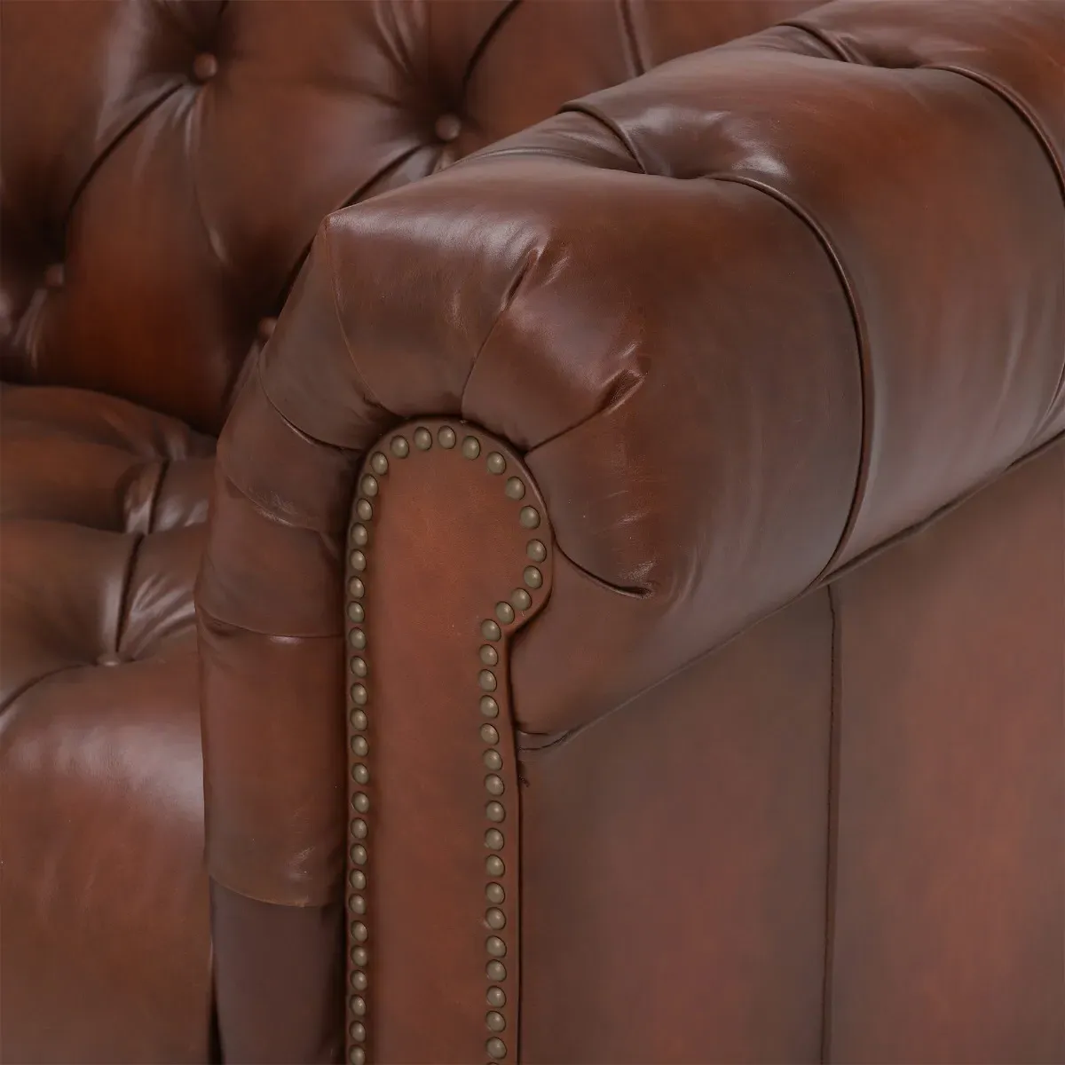 Ullswater 3.5 Seater Chesterfield Sofa - Brown, Leather