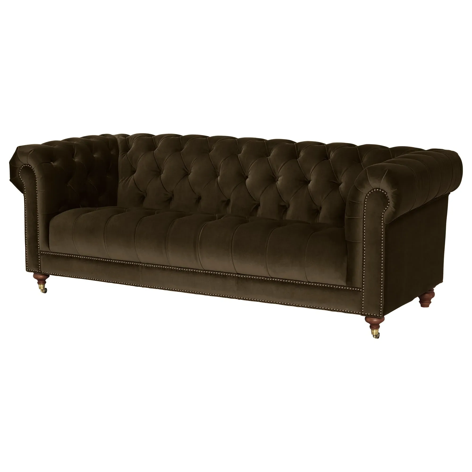 Ullswater 3.5 Seater Chesterfield Sofa - Green, Velvet