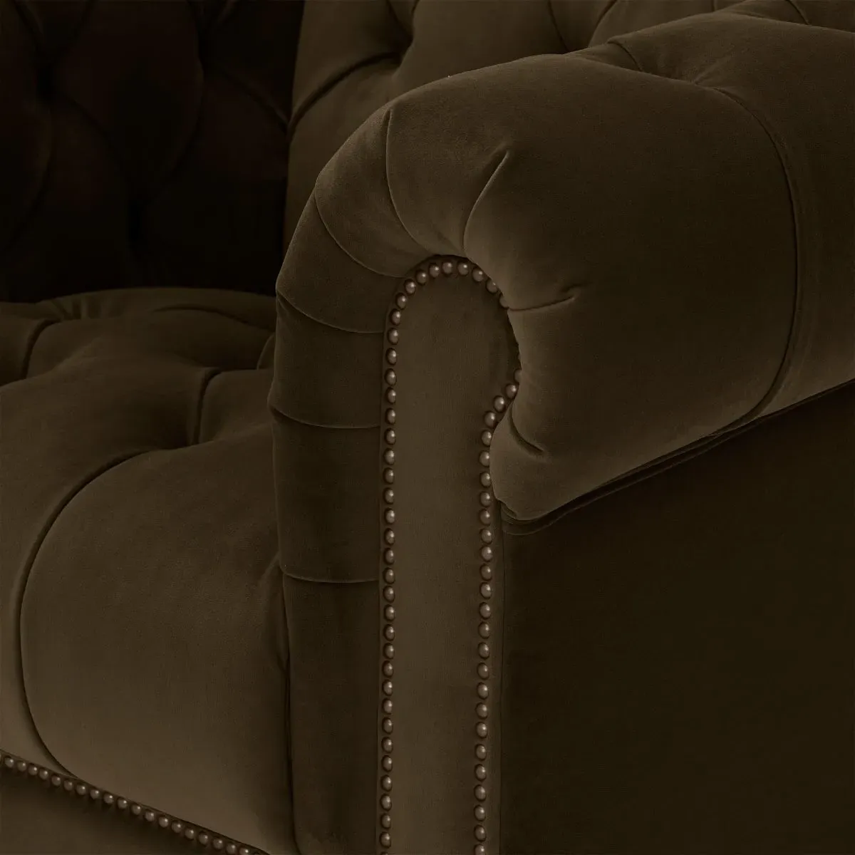 Ullswater 3.5 Seater Chesterfield Sofa - Green, Velvet