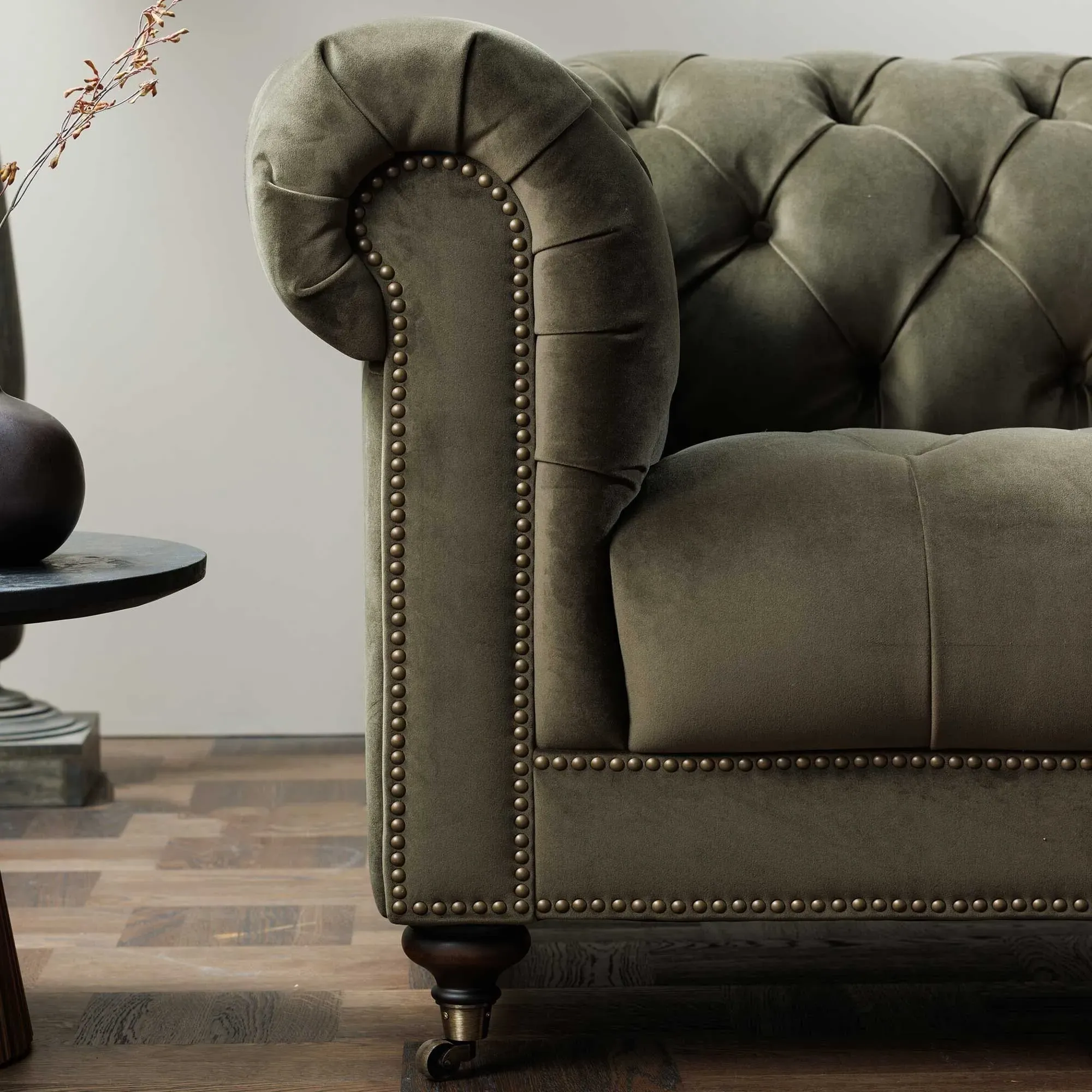 Ullswater 4-Seater Chesterfield Sofa - Green, Velvet