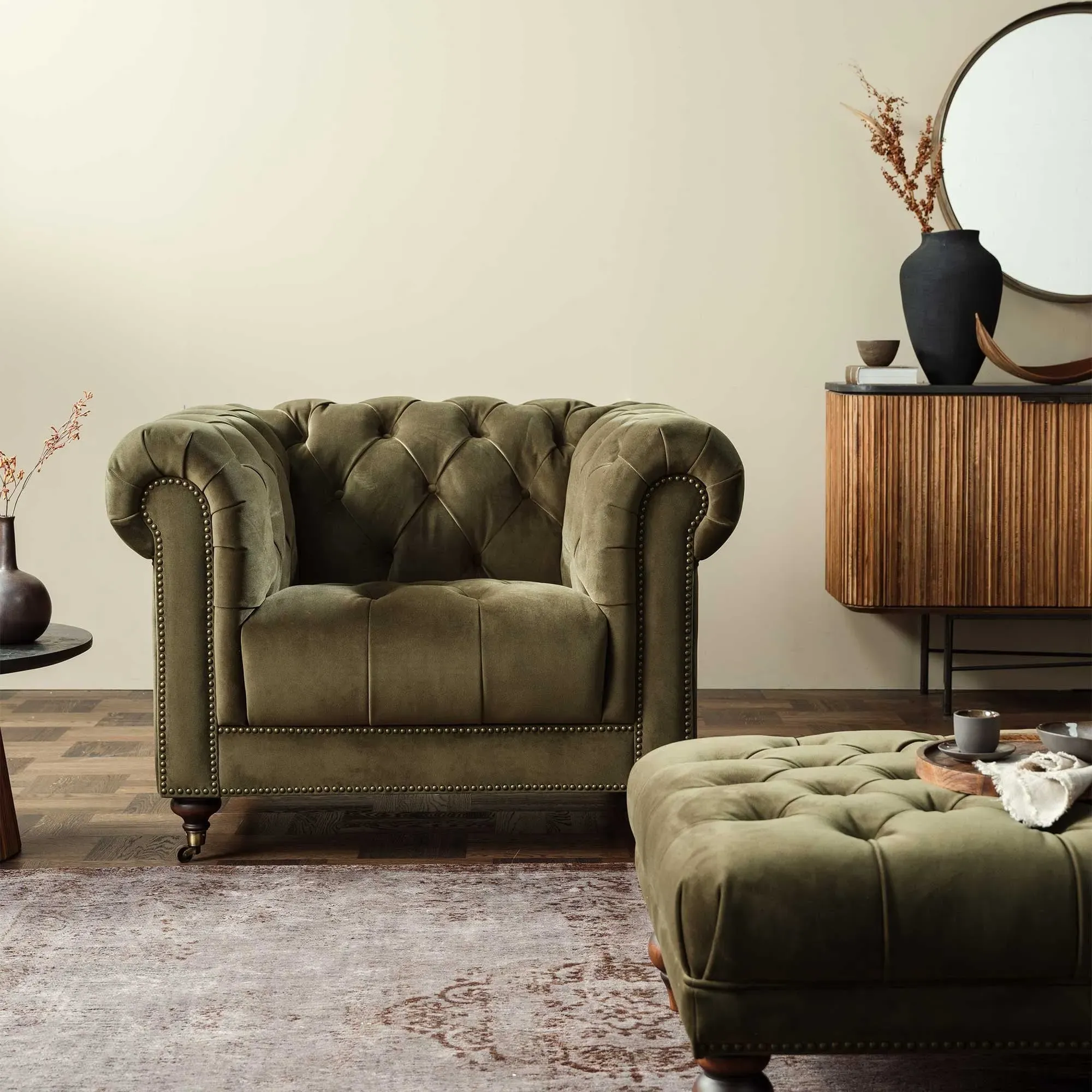 Ullswater Club Armchair - Green, Velvet