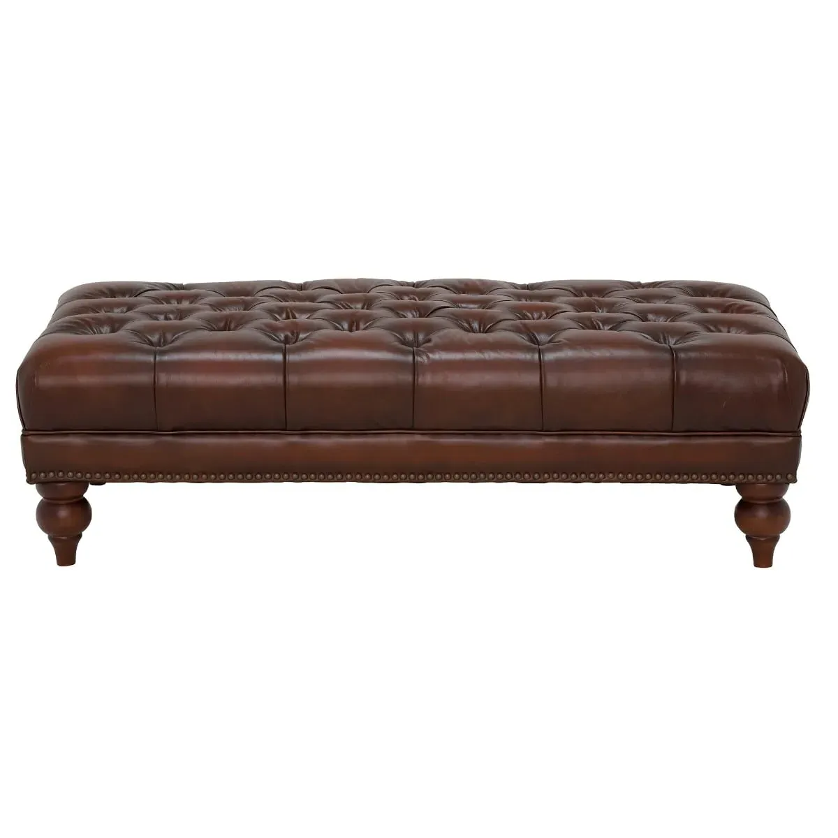 Ullswater Rectangular Footstool - Brown, Leather