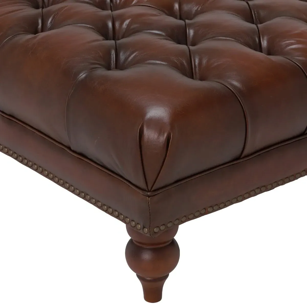 Ullswater Rectangular Footstool - Brown, Leather