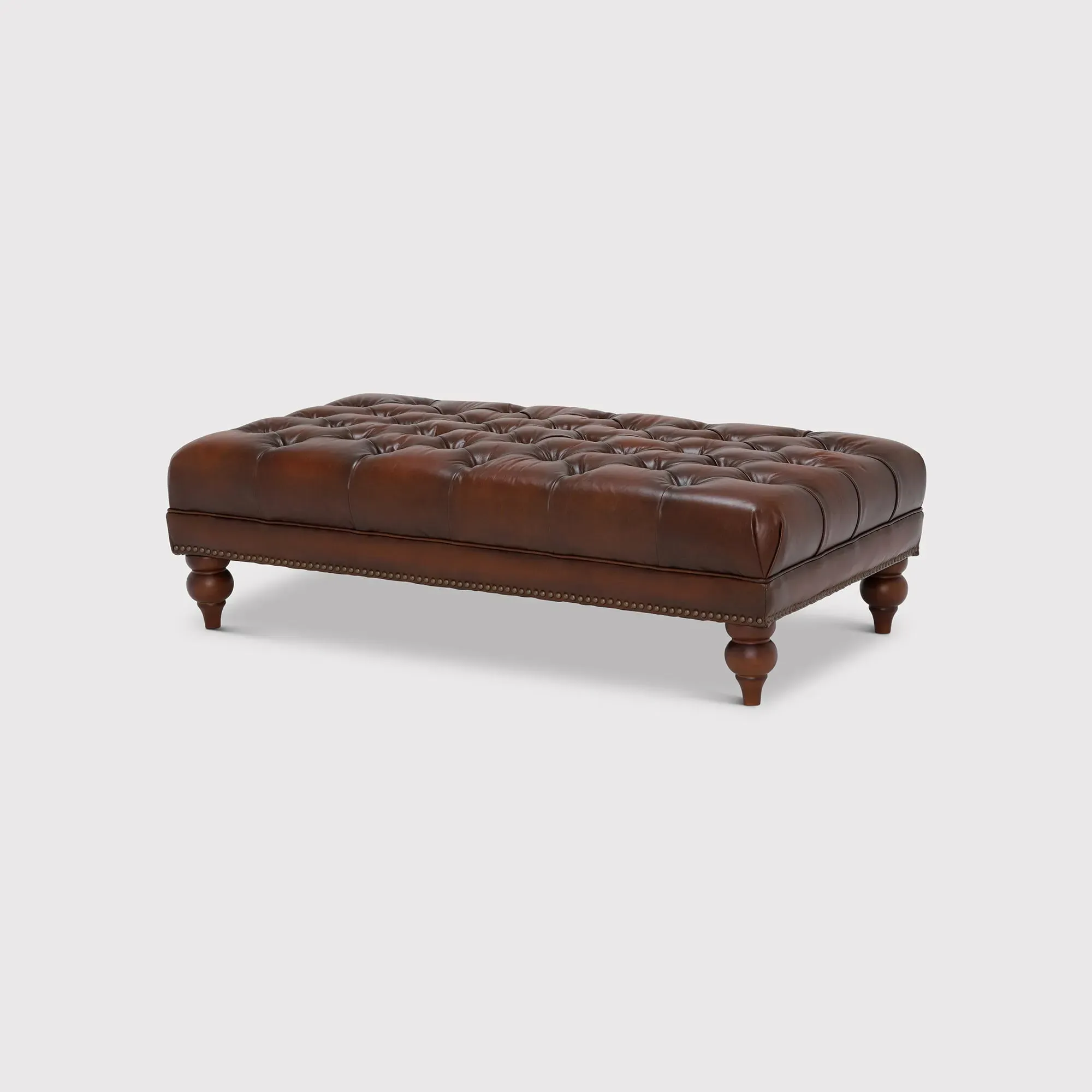 Ullswater Rectangular Footstool - Brown, Leather
