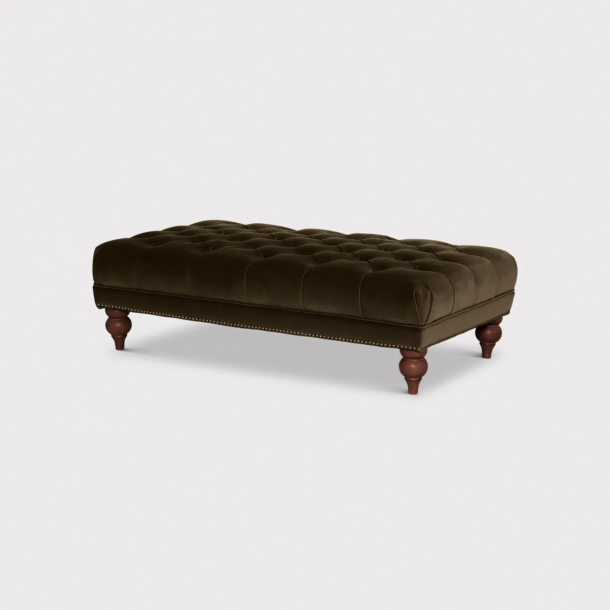 Ullswater Rectangular Footstool - Green, Velvet product