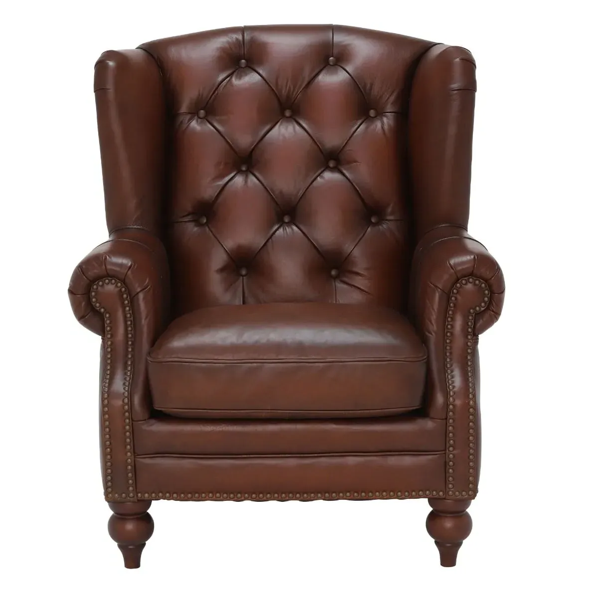 Ullswater Wing Armchair - Brown Leather